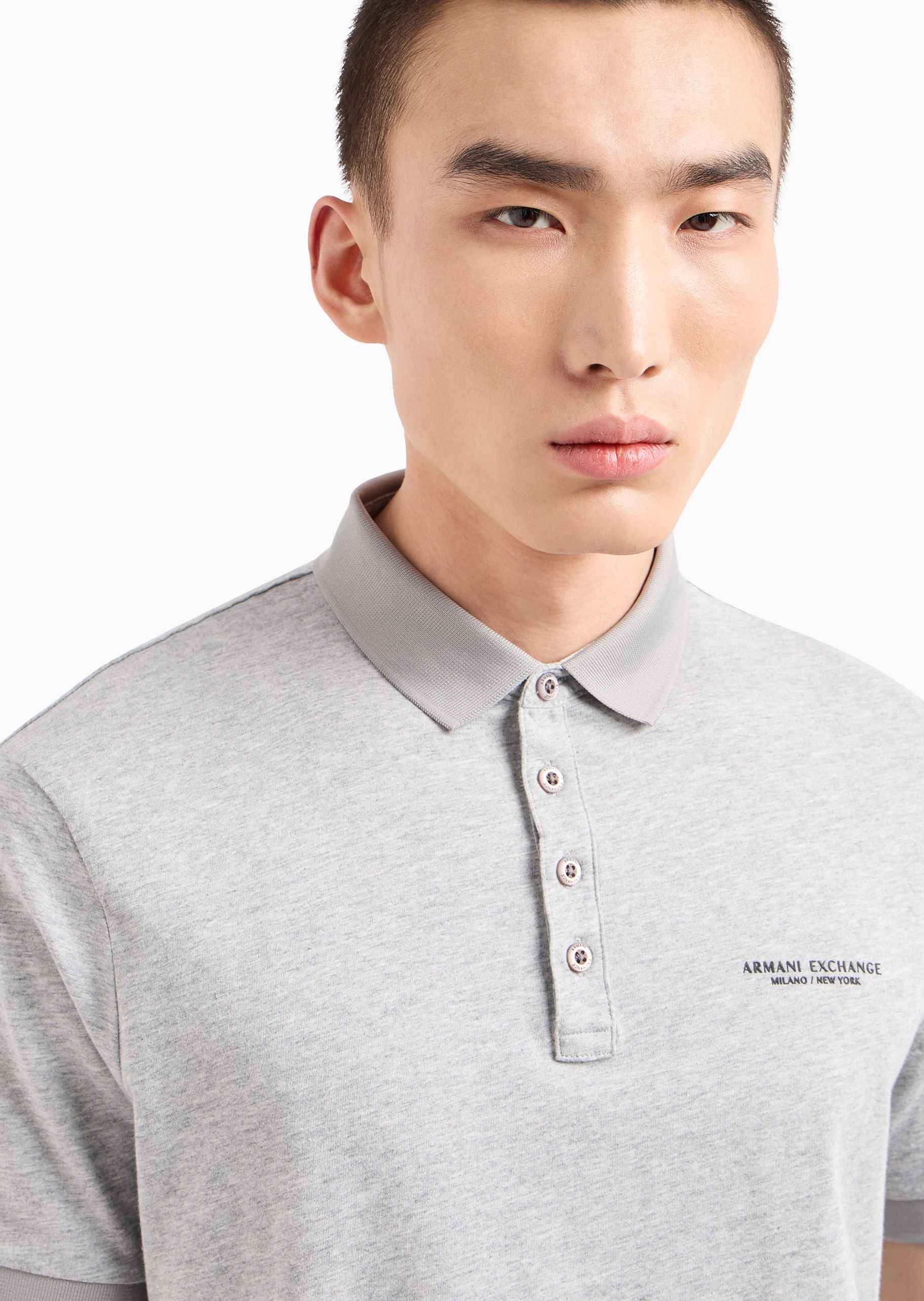 ARMANI EXCHANGE 男士全棉合身短袖翻领简约纯色Polo衫