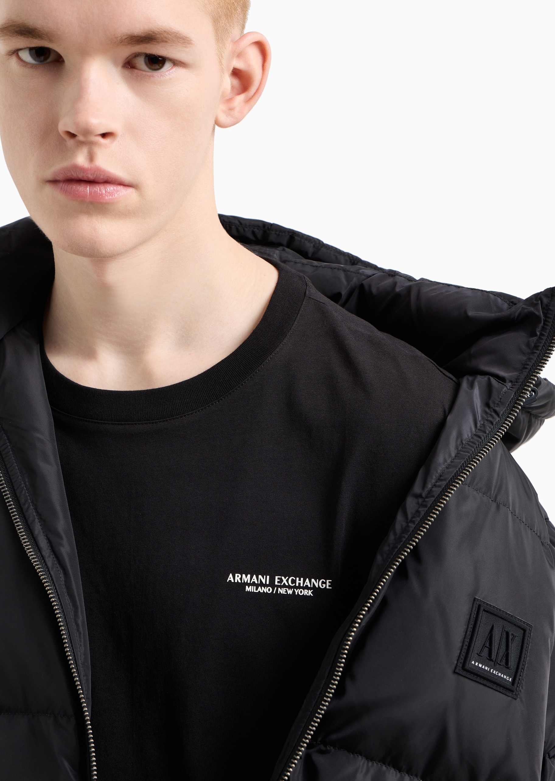 ARMANI EXCHANGE 男士全棉合身短袖圆领简约纯色T恤