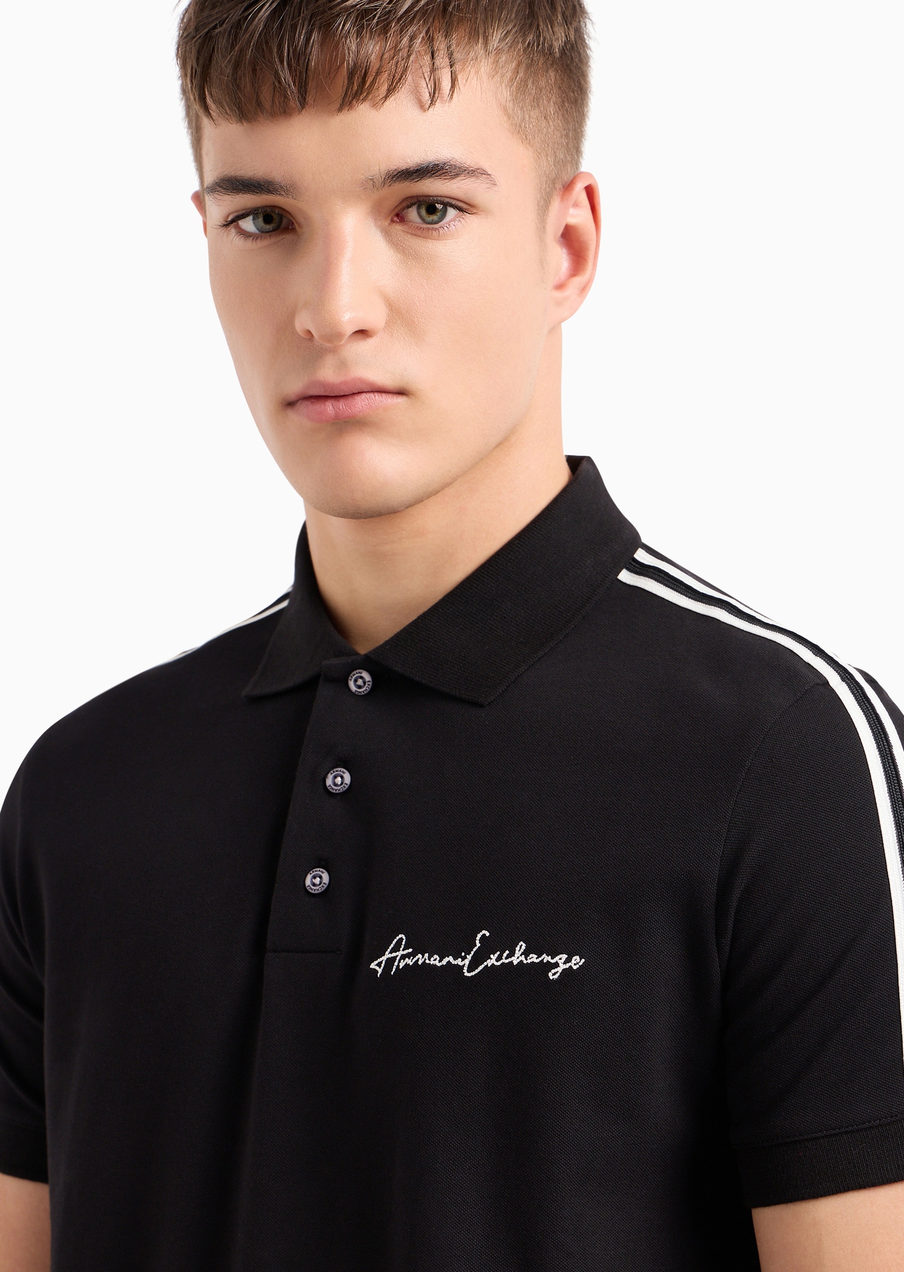 ARMANI EXCHANGE 男士纯棉微弹合身短袖翻领运动Polo衫