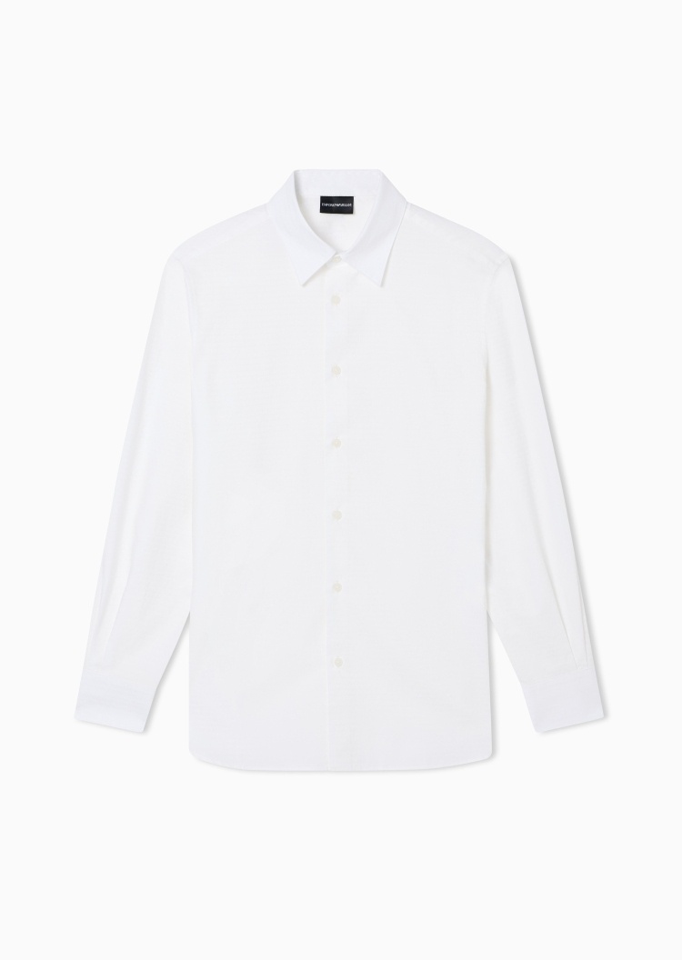 Emporio Armani 男士纯棉长袖翻领满印LOGO衬衫