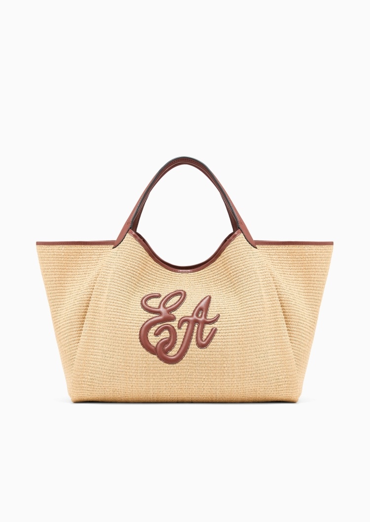 Emporio Armani 女士大容量钩扣子母包编织手提托特包