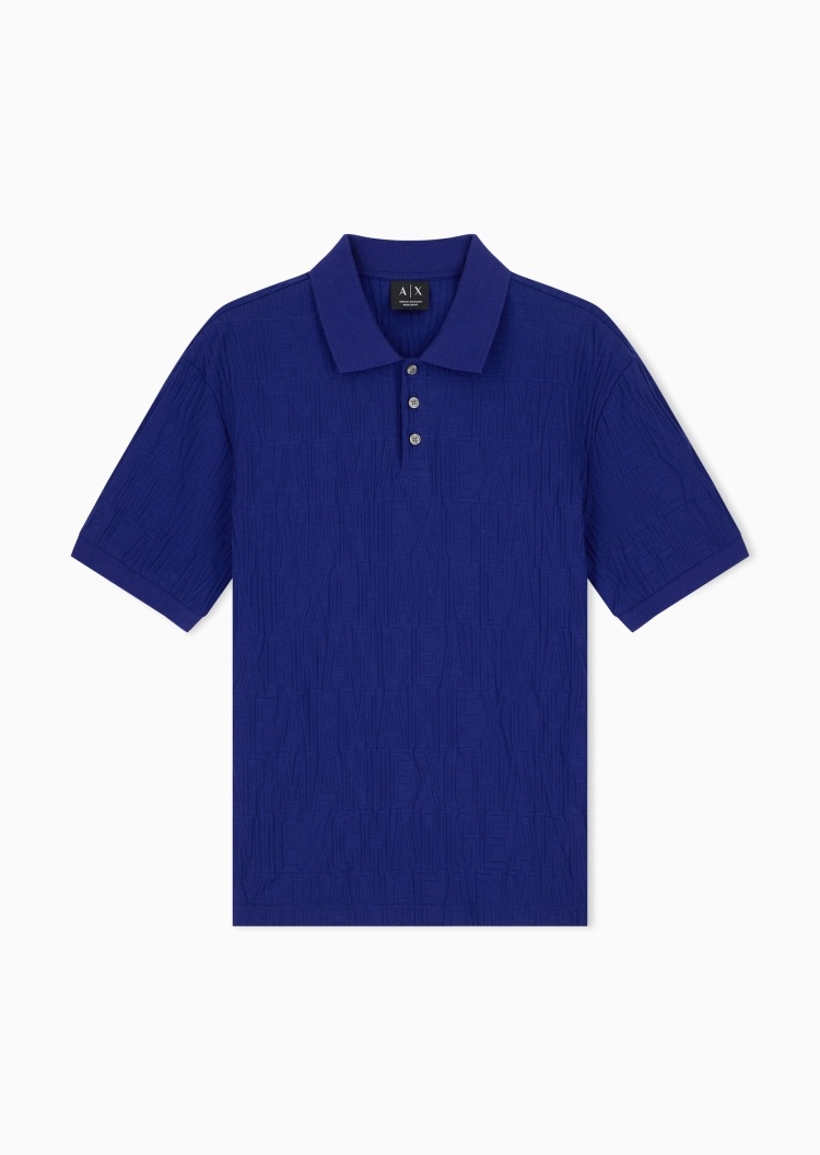 ARMANI EXCHANGE 男士纯棉短袖翻领正肩提花Polo衫
