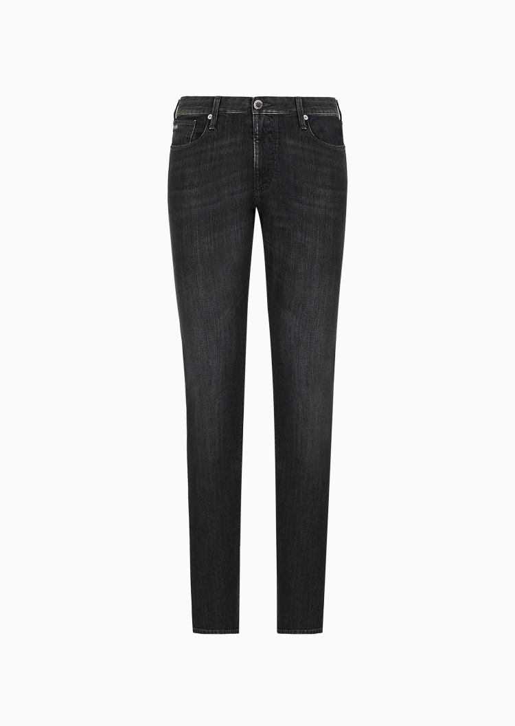 Emporio Armani 男士纯棉微弹轻薄修身低腰直筒小直脚牛仔裤