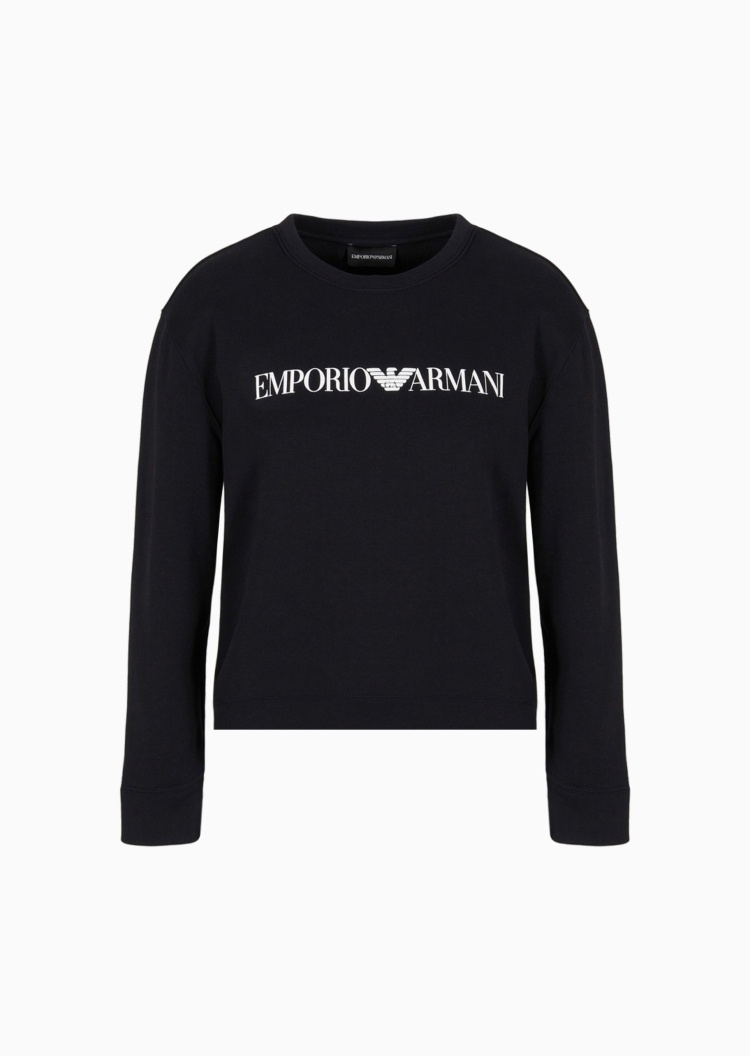 Emporio Armani 女士全棉合身长袖短款圆领落肩卫衣
