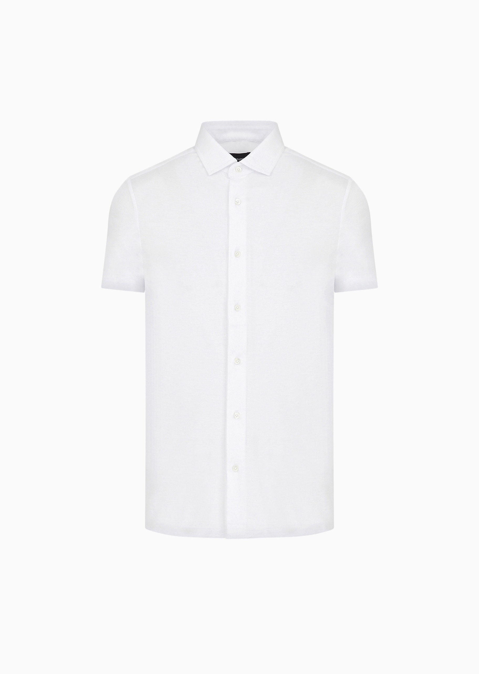 Emporio Armani 男士莱赛尔合身短袖翻领休闲衬衫