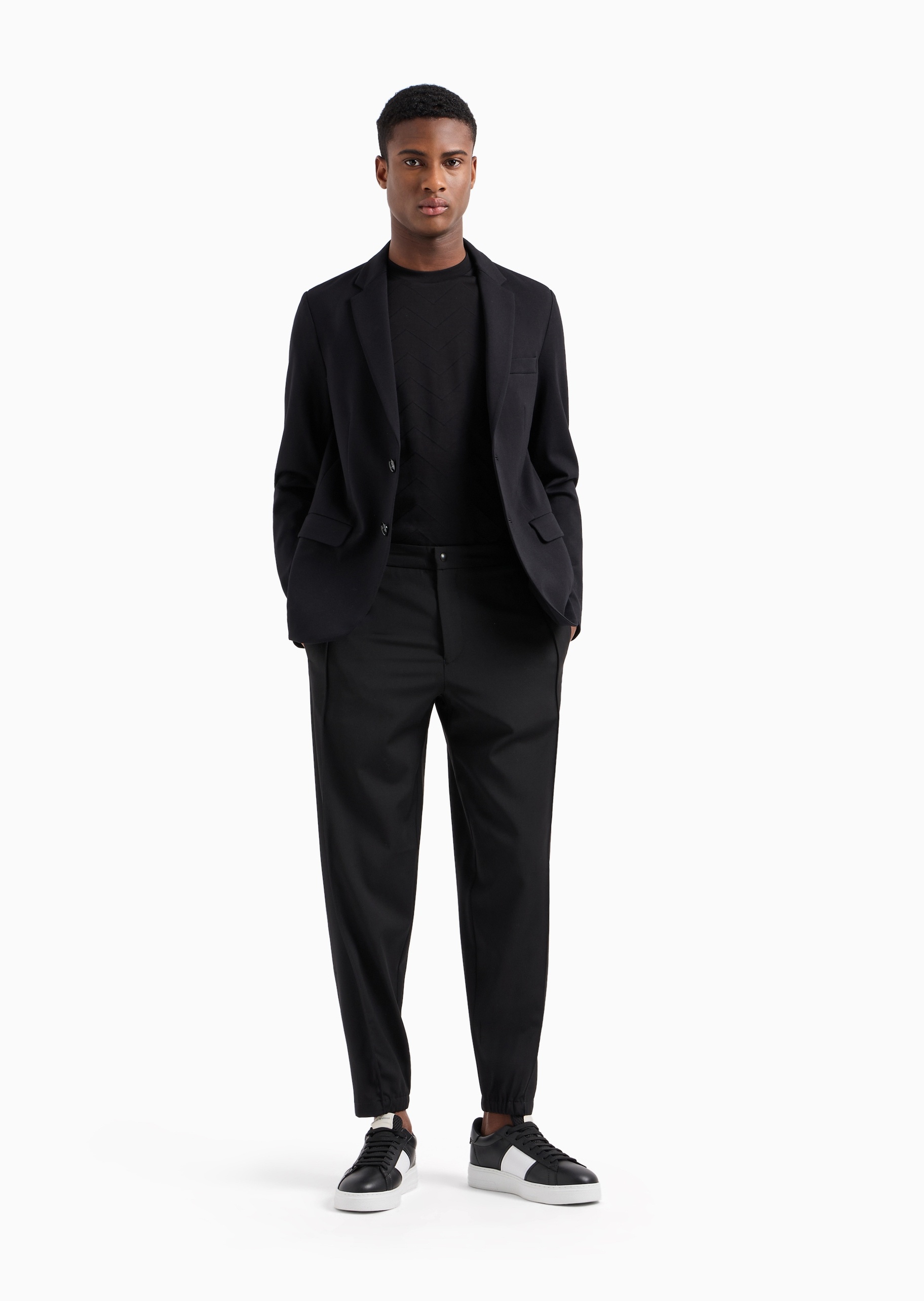 Emporio Armani 男士合身长袖平驳领休闲西装外套