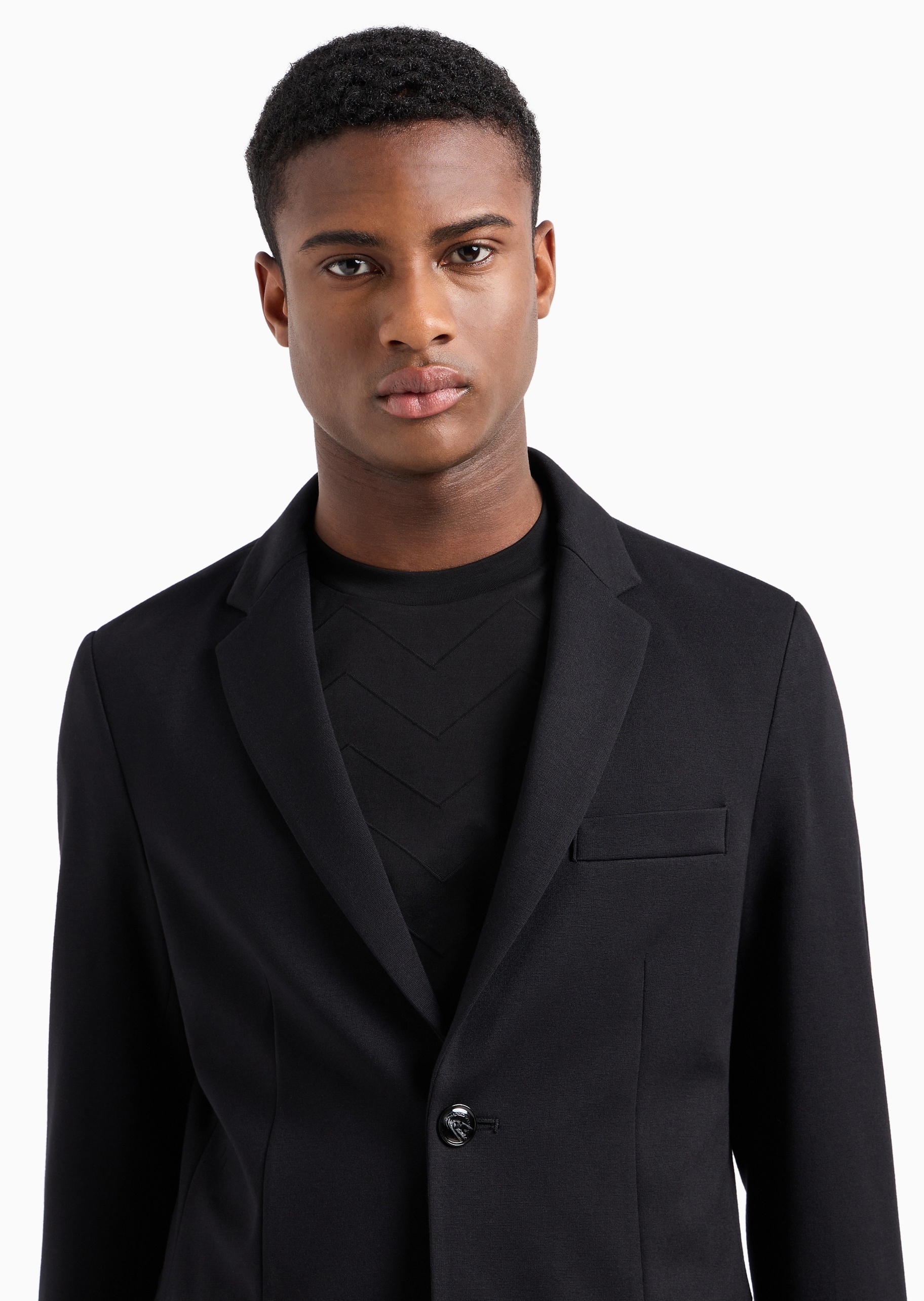 Emporio Armani 男士合身长袖平驳领休闲西装外套