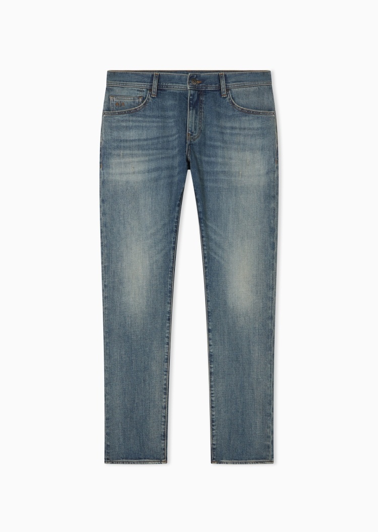 ARMANI EXCHANGE 男士修身复古水洗长款低腰牛仔裤