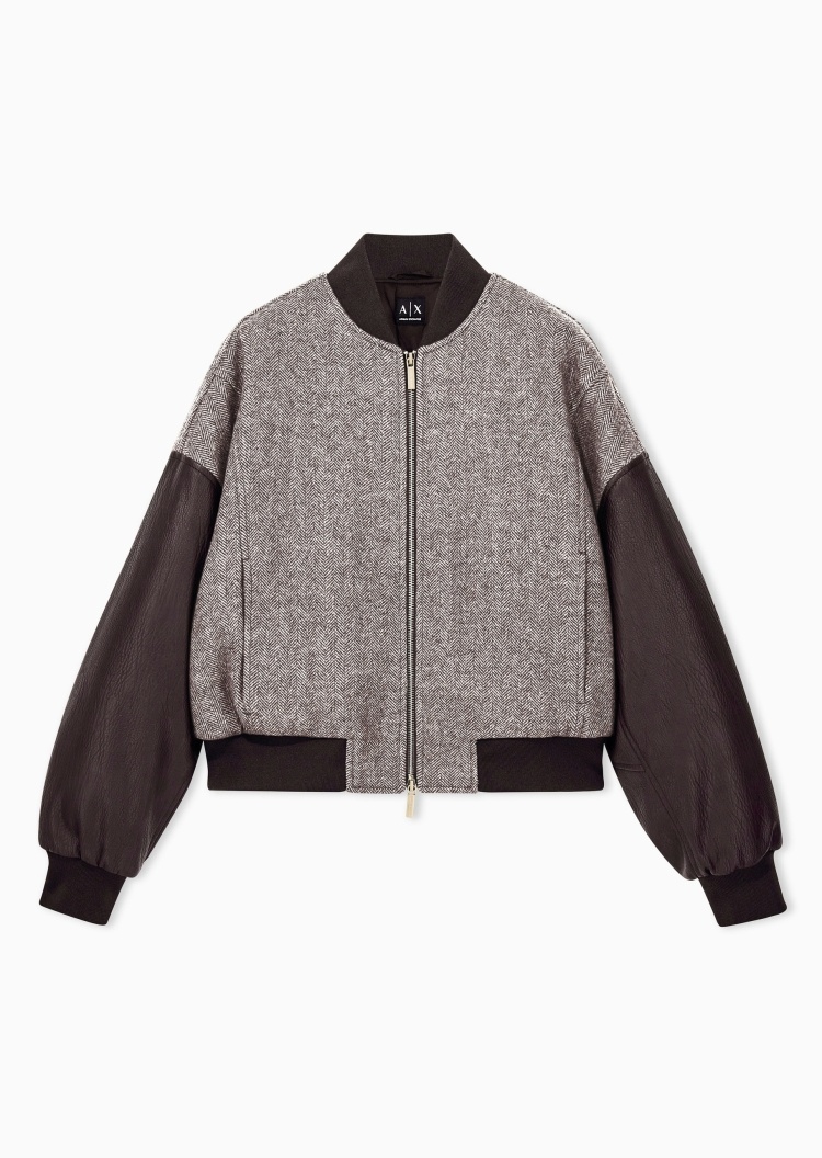 ARMANI EXCHANGE 女士轻薄短款撞色拼接棒球夹克棉服外套