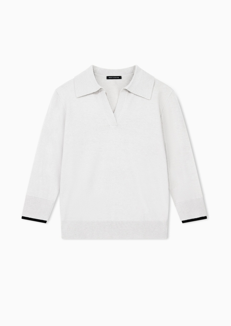 ARMANI EXCHANGE 女士Polo领翻领商务老钱风套头针织毛衣