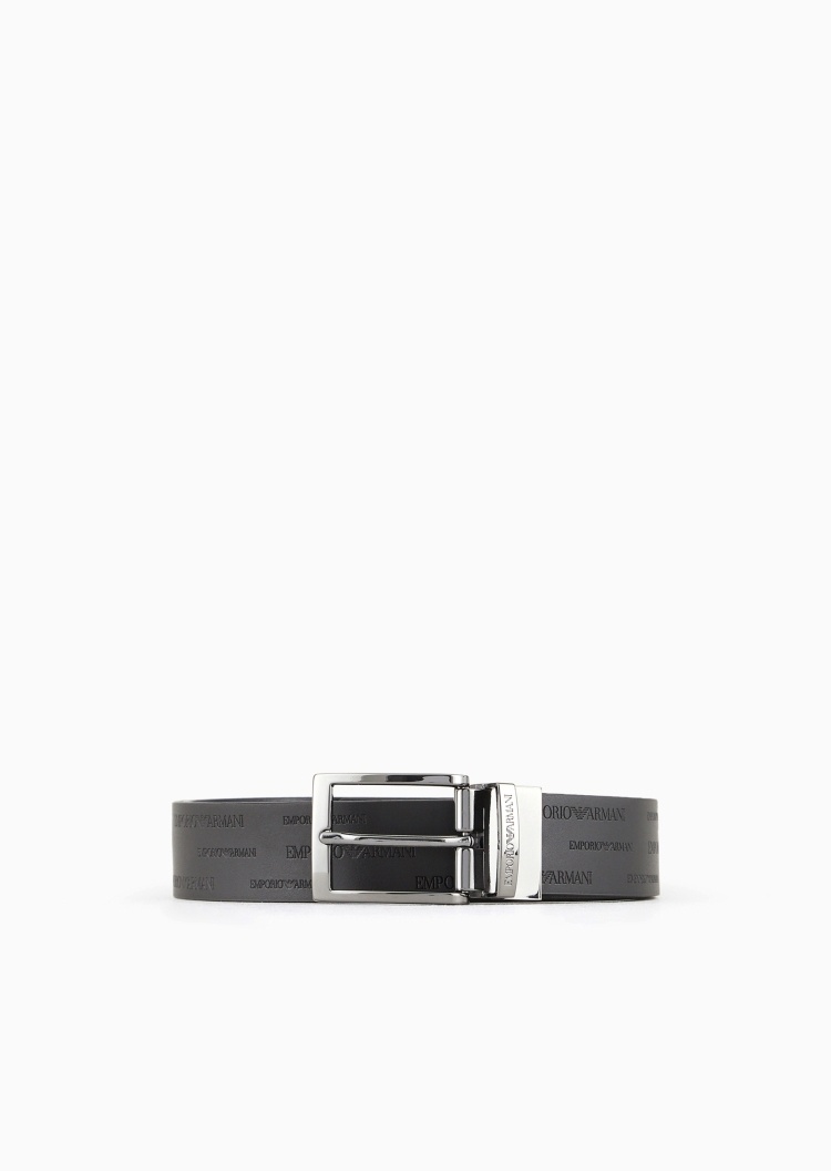 Emporio Armani 男士双面两用LOGO压花针扣腰带