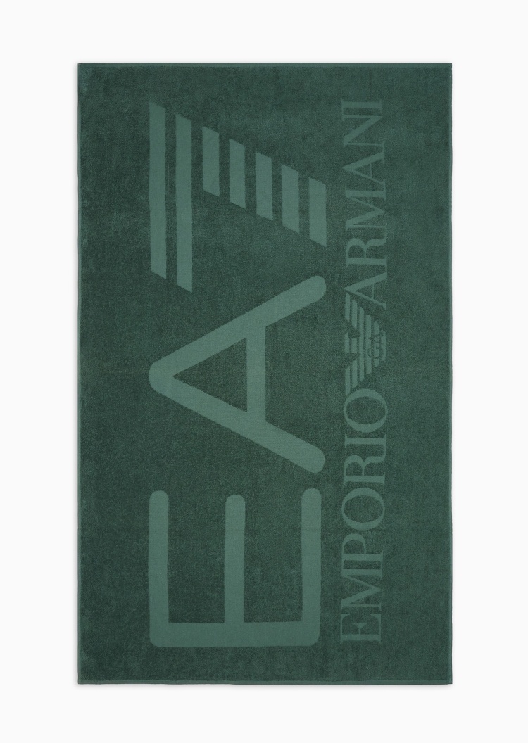 EA7 男女同款纯棉长方形提花纯色沙滩毛巾