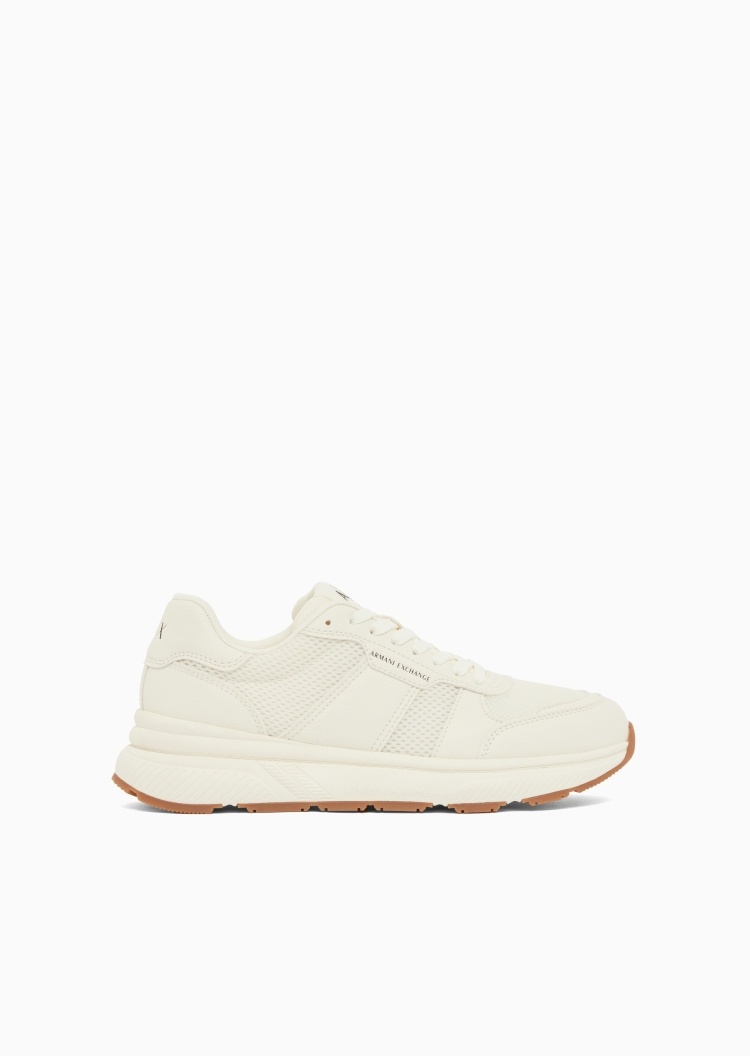 ARMANI EXCHANGE 男士系带低帮网面拼接休闲运动鞋