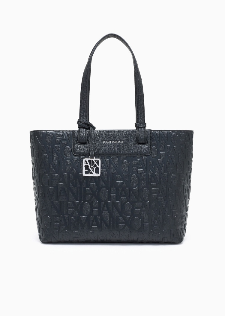 ARMANI EXCHANGE 女士拉链压花商务通勤手提单肩托特包