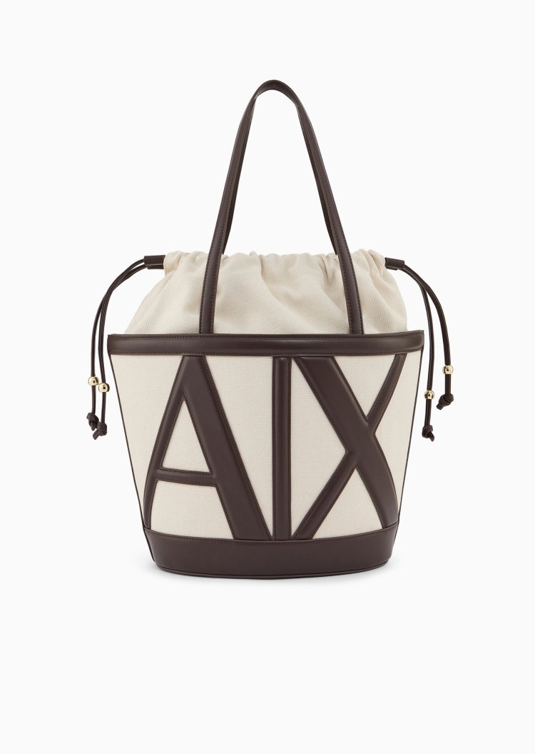 ARMANI EXCHANGE 女士中号抽绳水桶形通勤单肩托特包