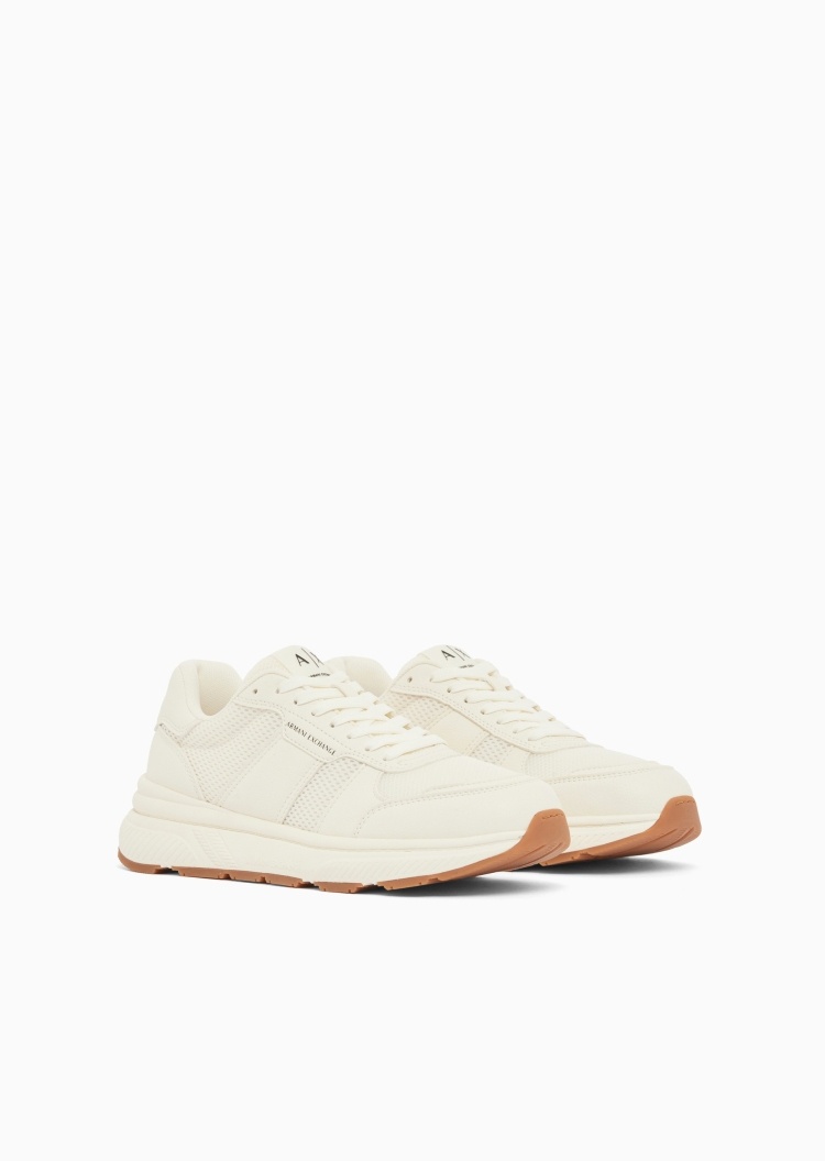 ARMANI EXCHANGE 男士系带低帮网面拼接休闲运动鞋