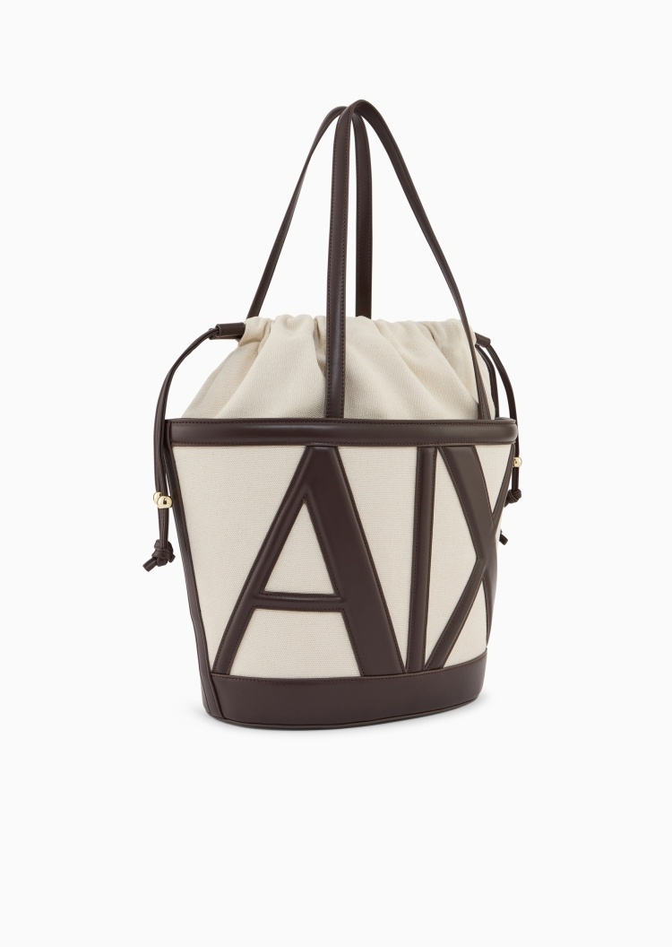 ARMANI EXCHANGE 女士中号抽绳水桶形通勤单肩托特包