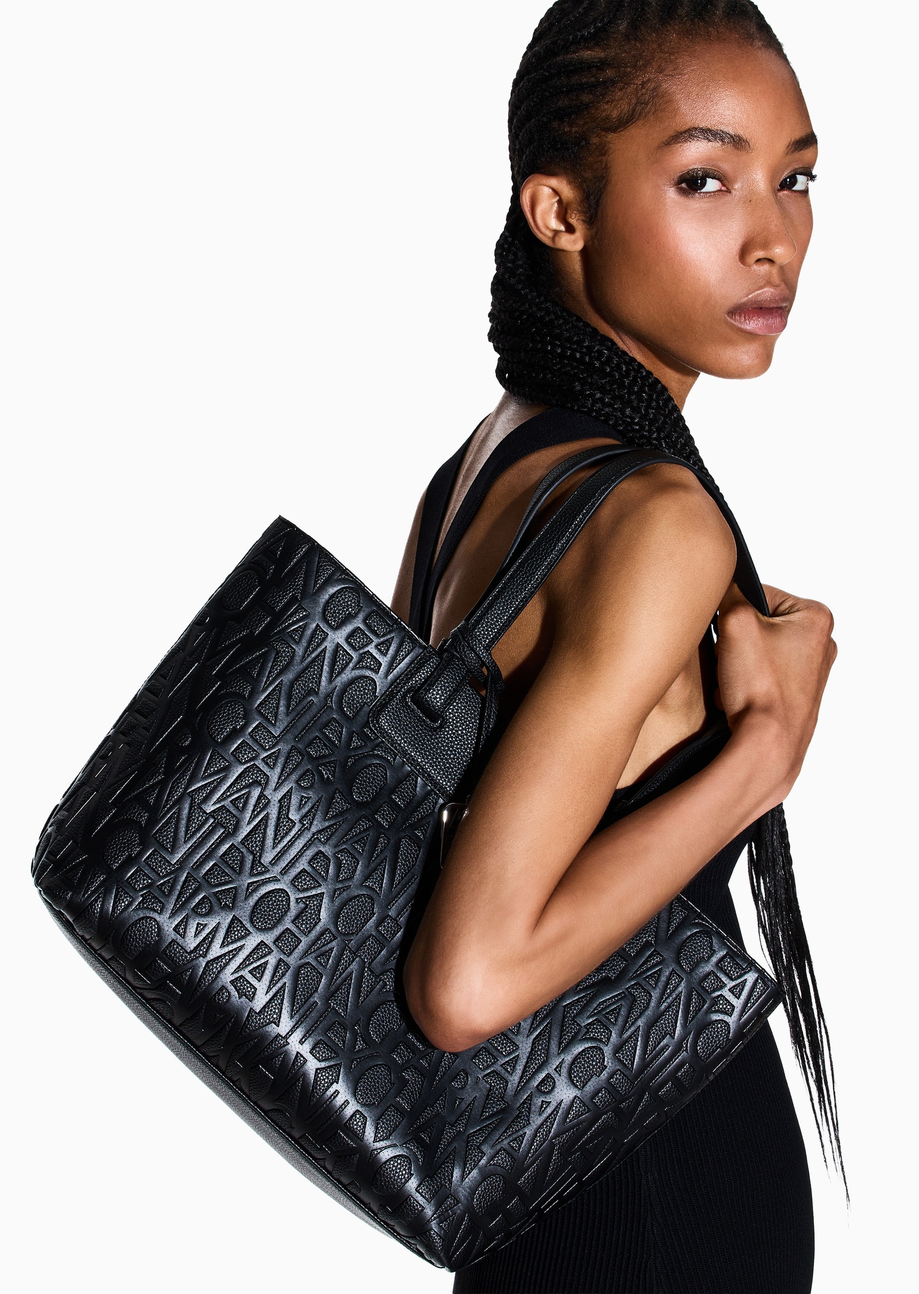 ARMANI EXCHANGE 女士拉链压花商务通勤手提单肩托特包