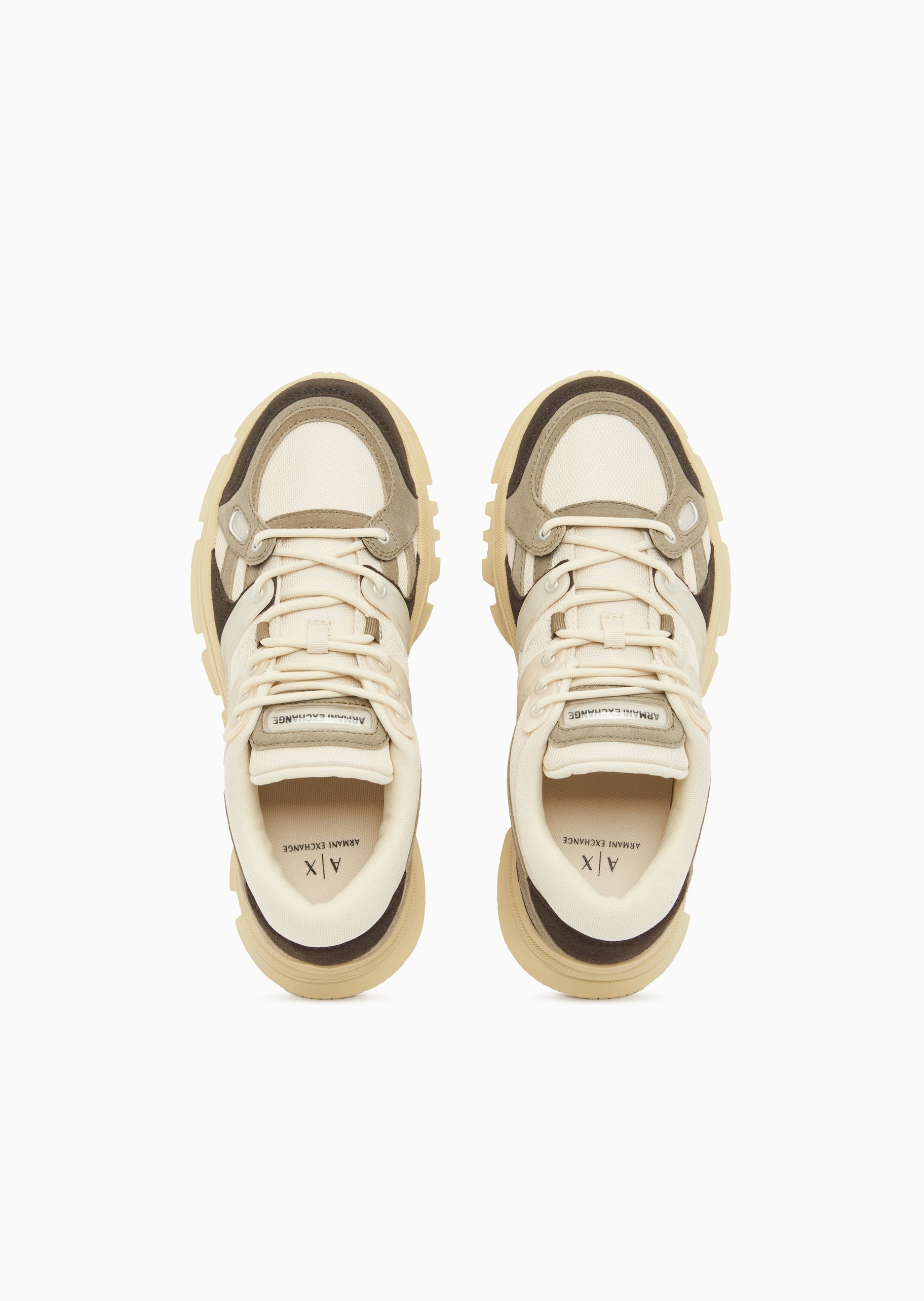 ARMANI EXCHANGE 男士系带低帮厚底网布休闲运动鞋