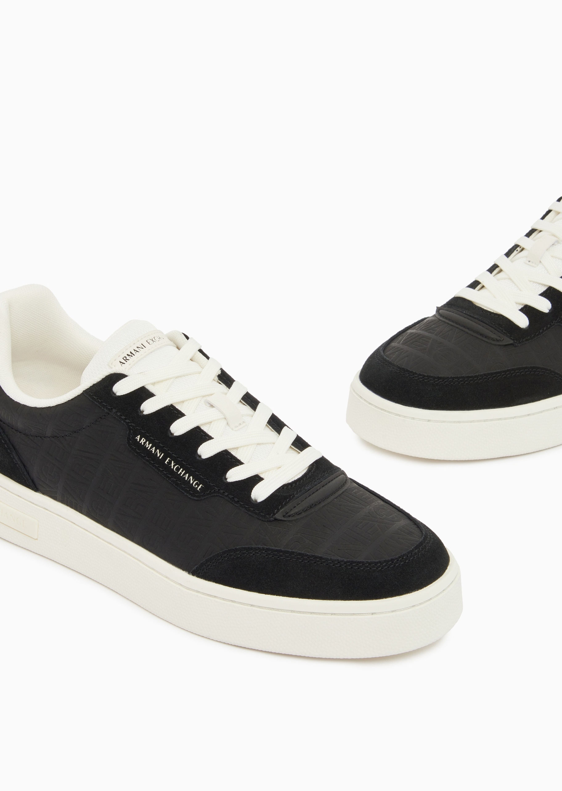 ARMANI EXCHANGE 男士系带低帮拼接压花休闲运动鞋