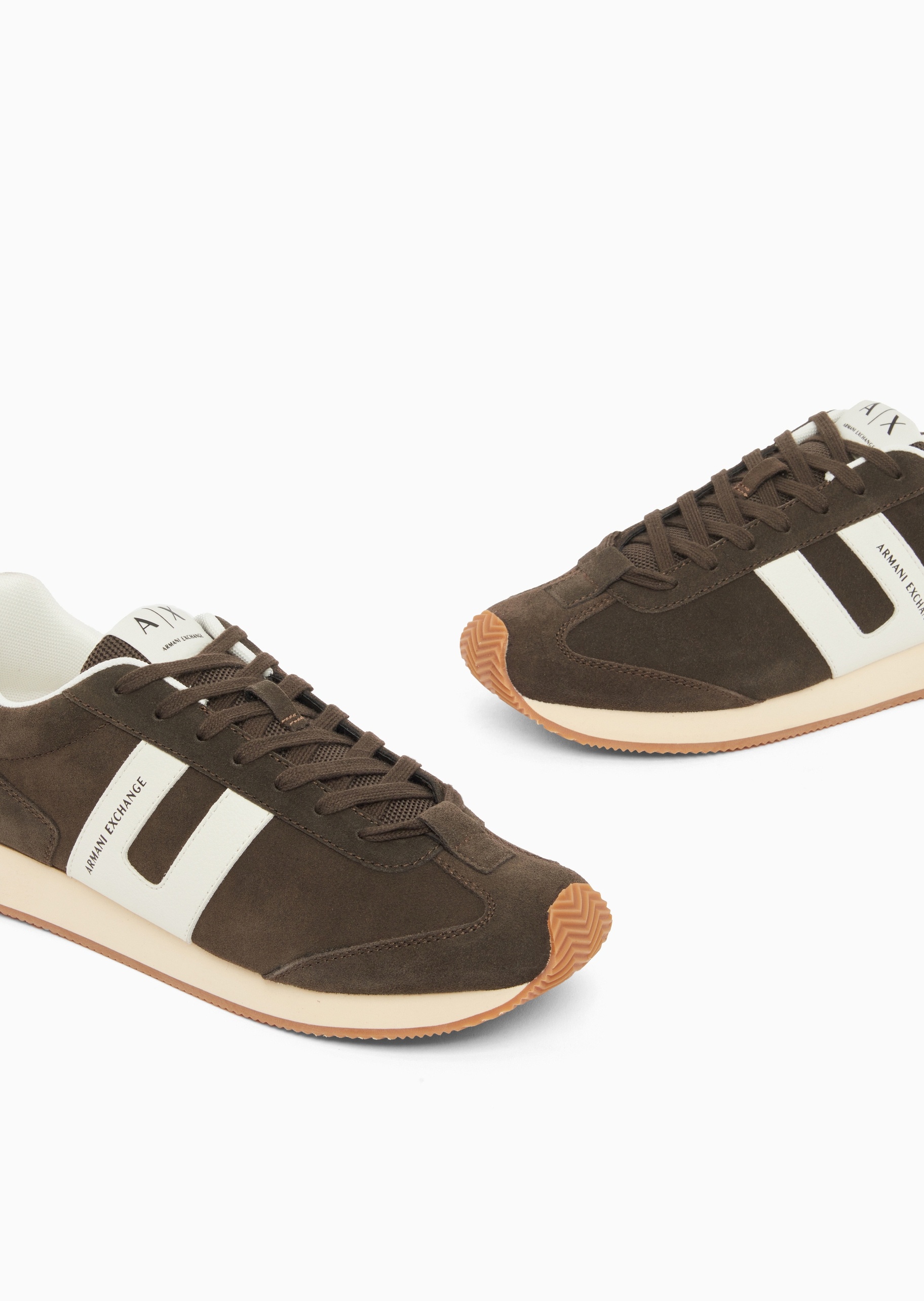 ARMANI EXCHANGE 男士牛皮革系带低帮撞色休闲运动鞋
