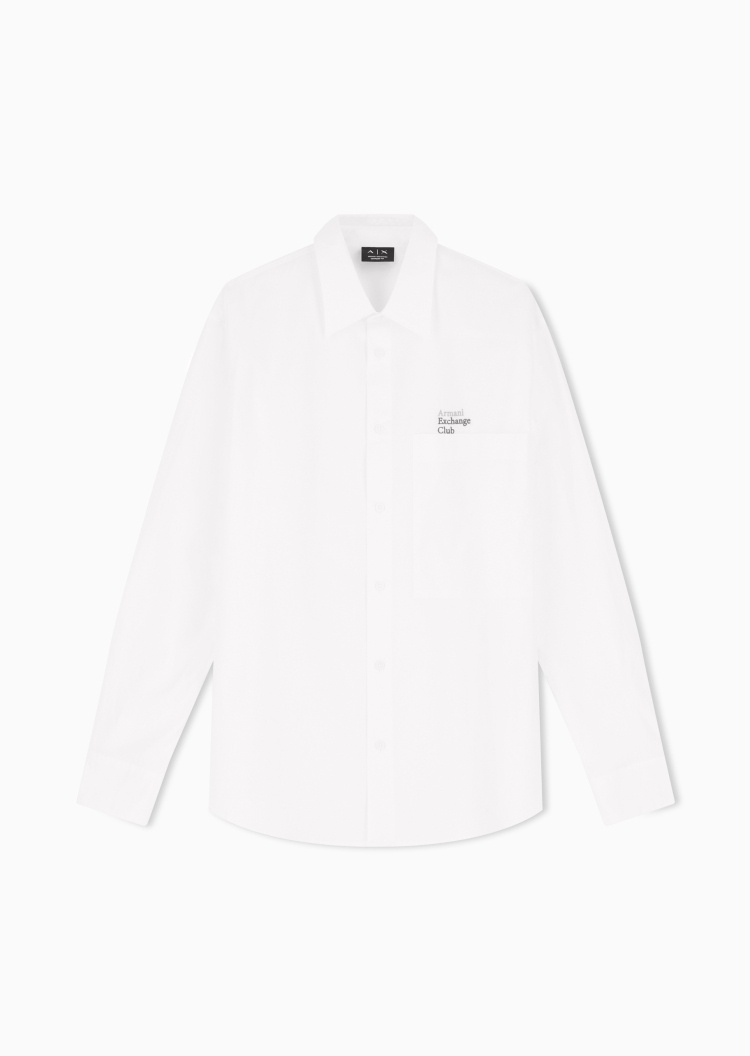 ARMANI EXCHANGE 男士刺绣老钱风纯棉长袖休闲衬衫