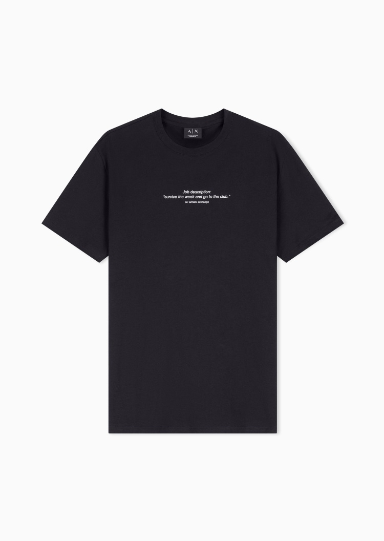 ARMANI EXCHANGE 男士纯棉合身短袖圆领正肩印花T恤