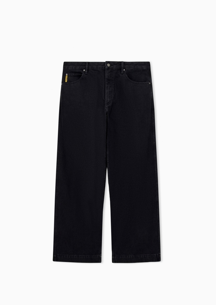 Emporio Armani 男士纯棉宽松低腰长款直筒牛仔裤