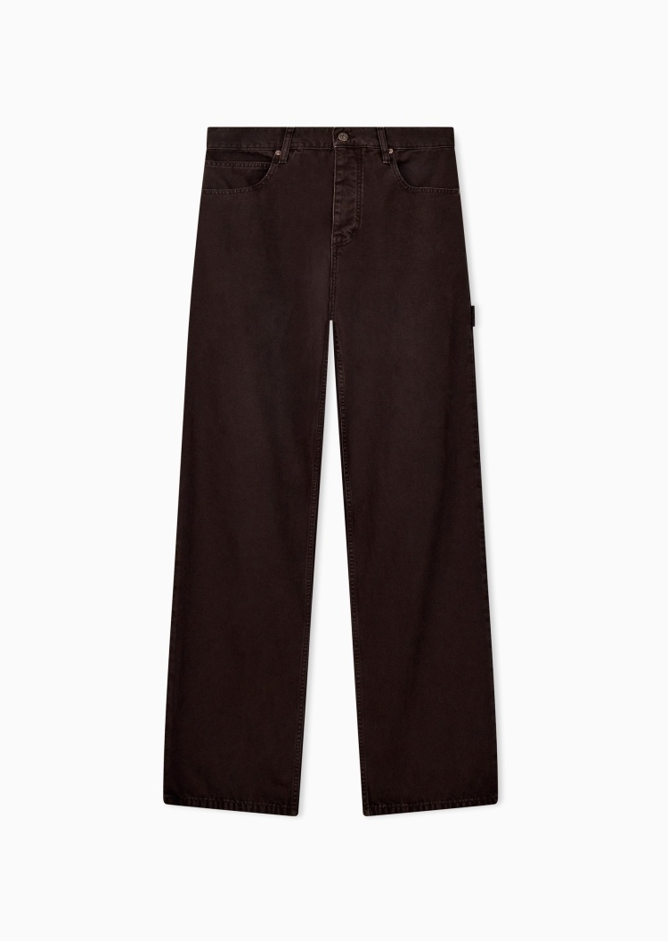 Emporio Armani 男士纯棉宽松中腰长款工装牛仔裤