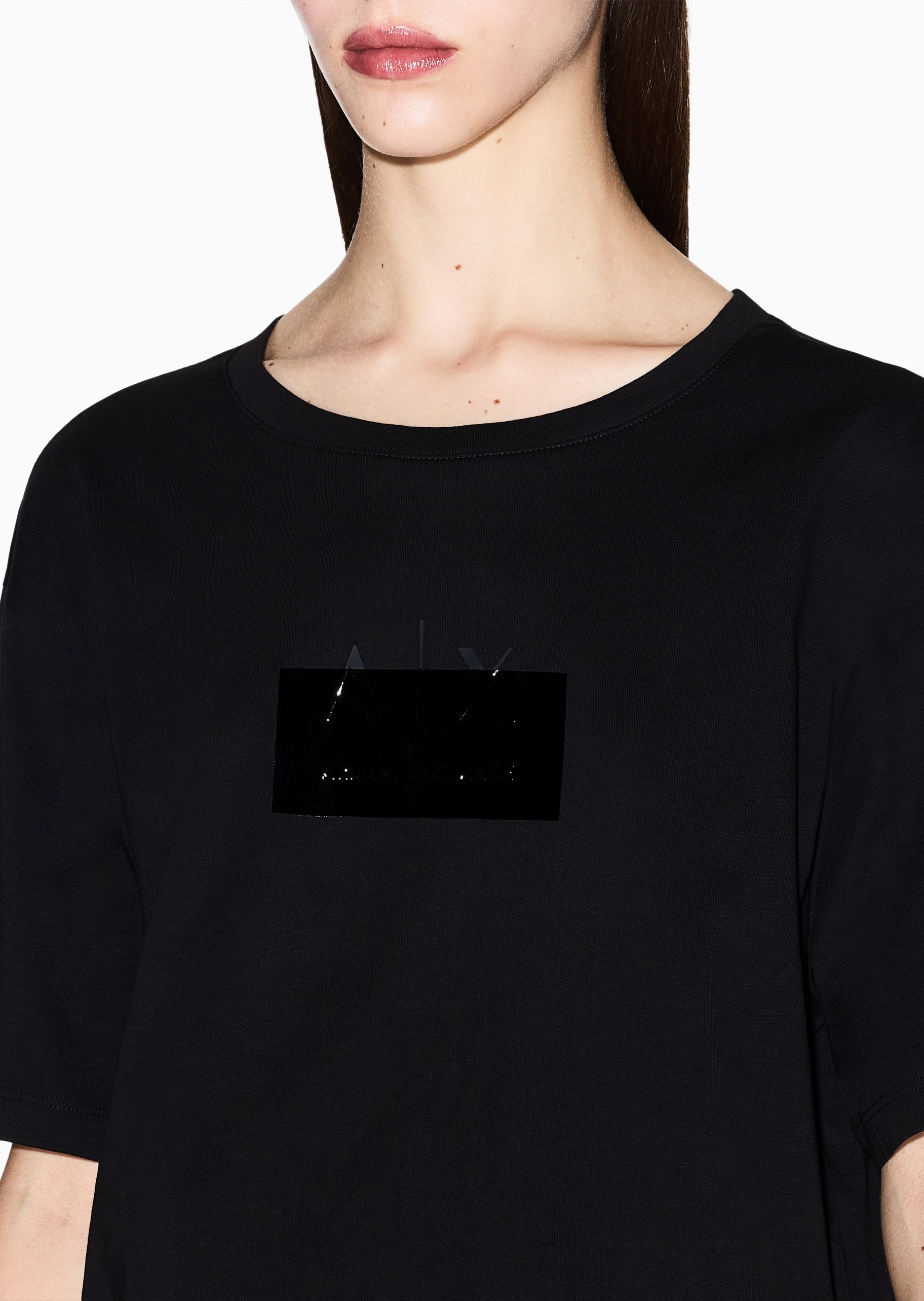 ARMANI EXCHANGE 女士全棉宽松短袖圆领创意标识T恤