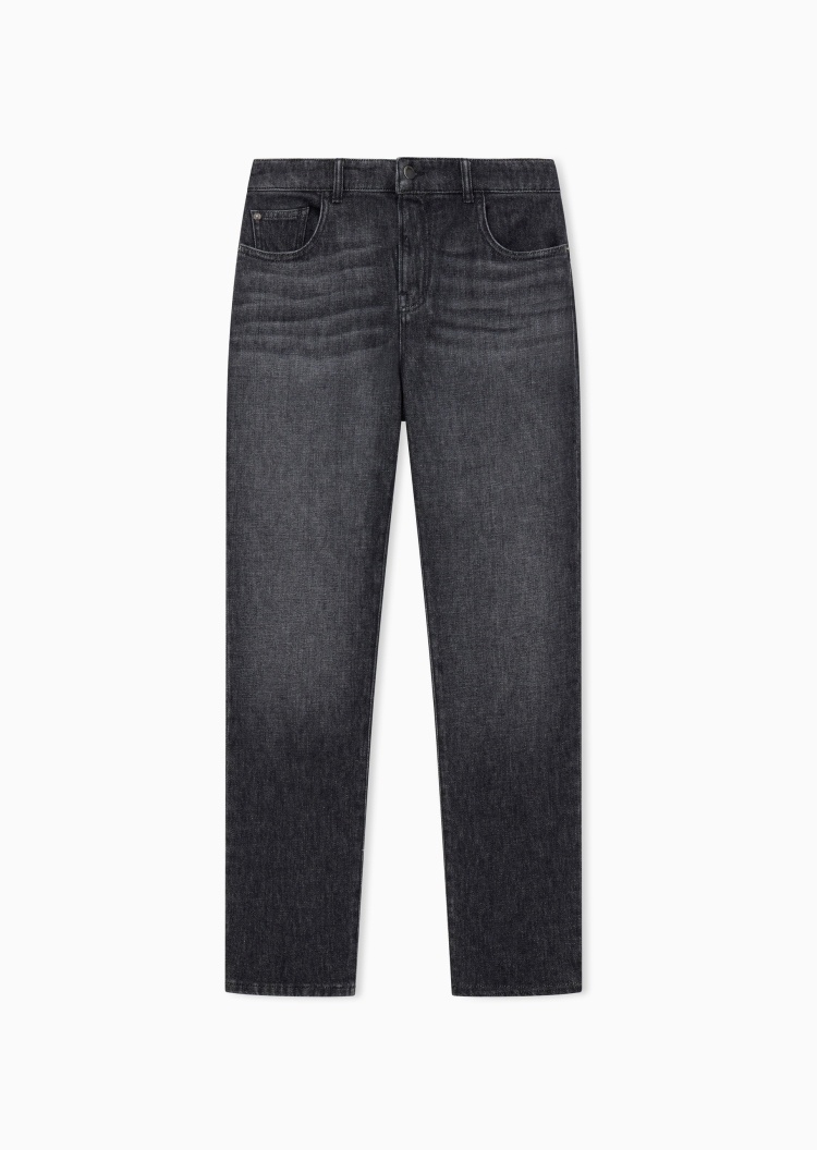 Emporio Armani 女士微弹修身中腰水洗做旧牛仔裤