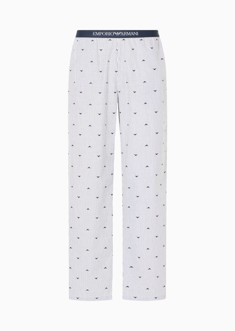 Emporio Armani 男士全棉合身长款通体提花家居睡裤