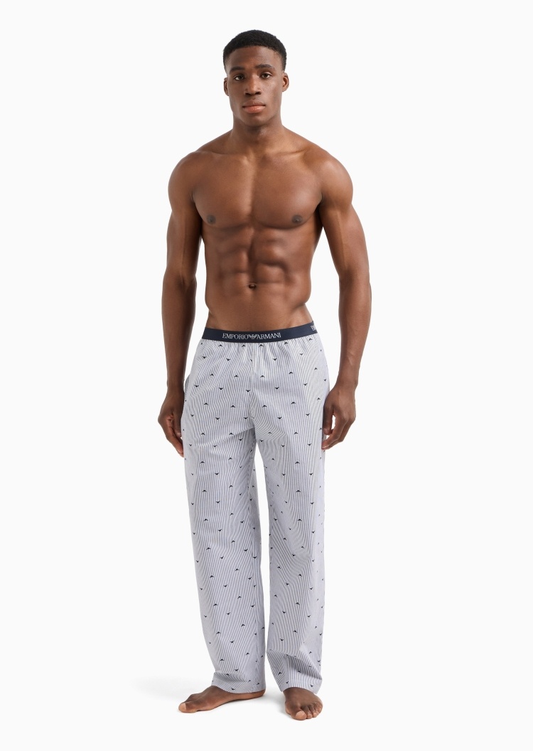 Emporio Armani 男士全棉合身长款通体提花家居睡裤