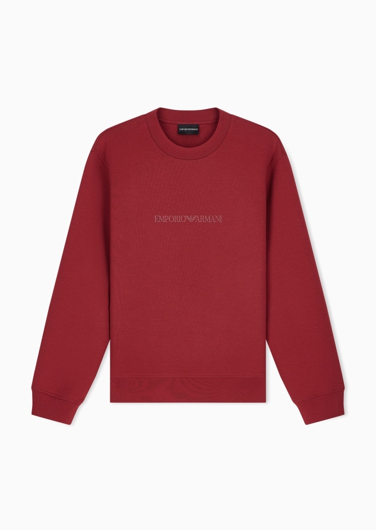 Emporio Armani 男士弹力宽松长袖圆领徽标印花休闲卫衣