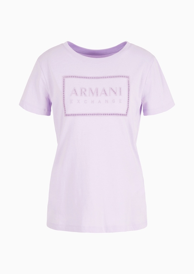 ARMANI EXCHANGE 女士全棉合身短袖圆领创意刺绣T恤