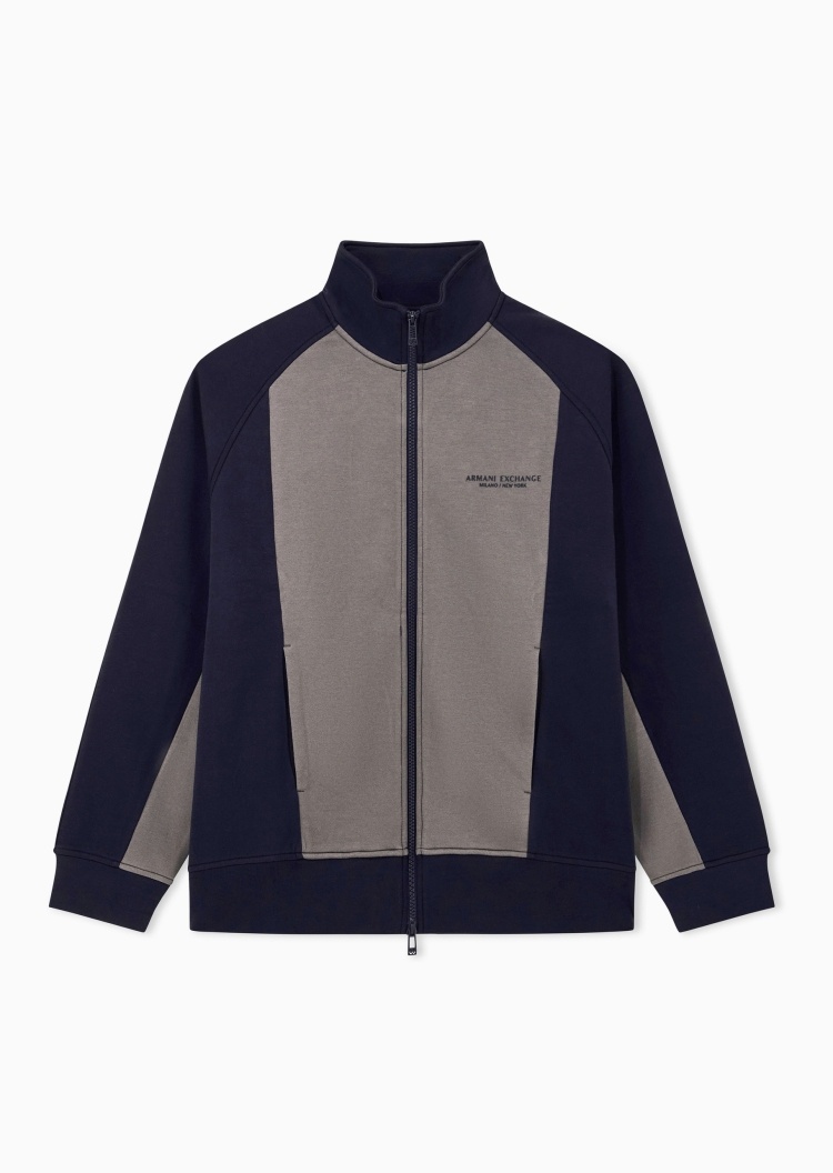 ARMANI EXCHANGE 男士微弹合身长袖立领拉链撞色拼接卫衣外套