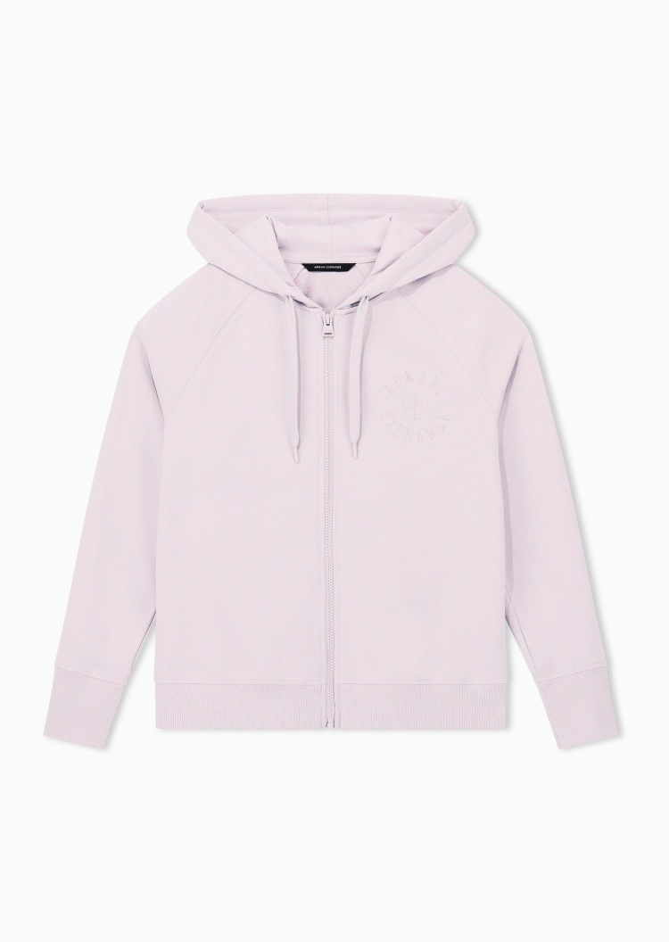 ARMANI EXCHANGE 女士纯棉宽松长袖连帽拉链刺绣卫衣外套