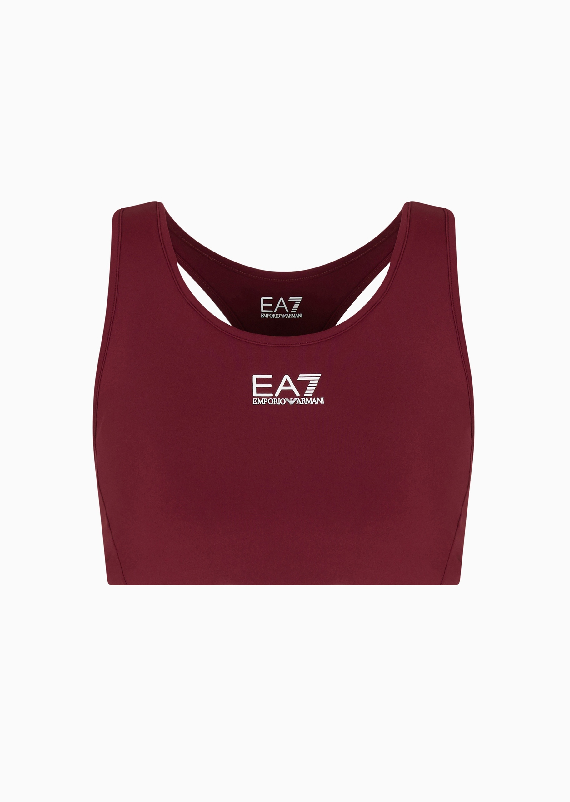 EA7 女士弹力无袖圆领撞色印花工字文胸