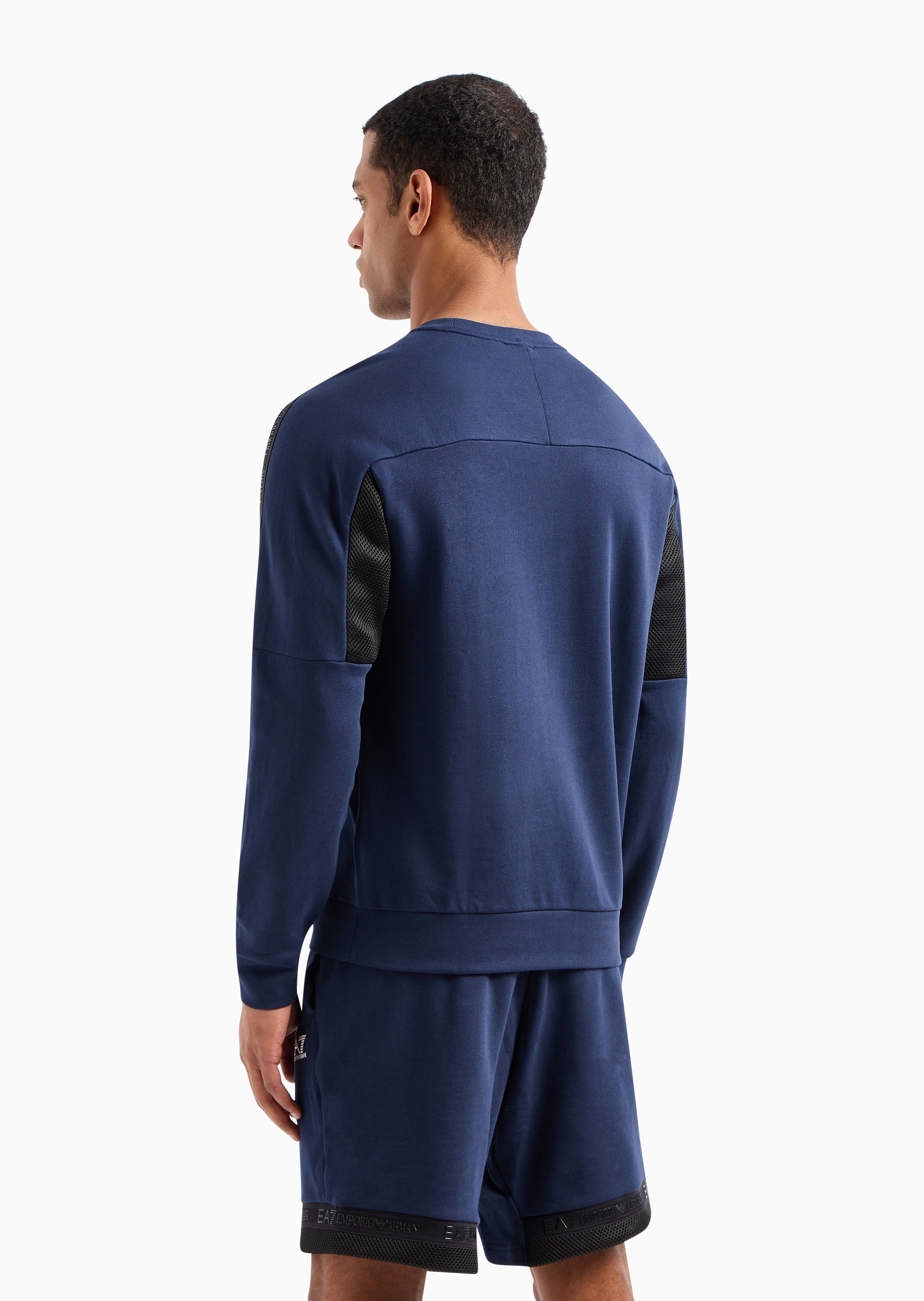 EA7 男士全棉重磅合身长袖圆领健身训练卫衣