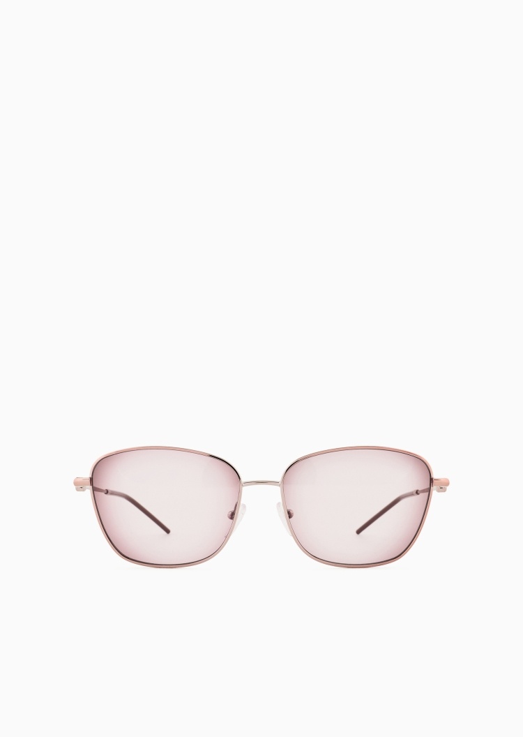 Emporio Armani 女士不规则形金属细框立体鹰标太阳眼镜