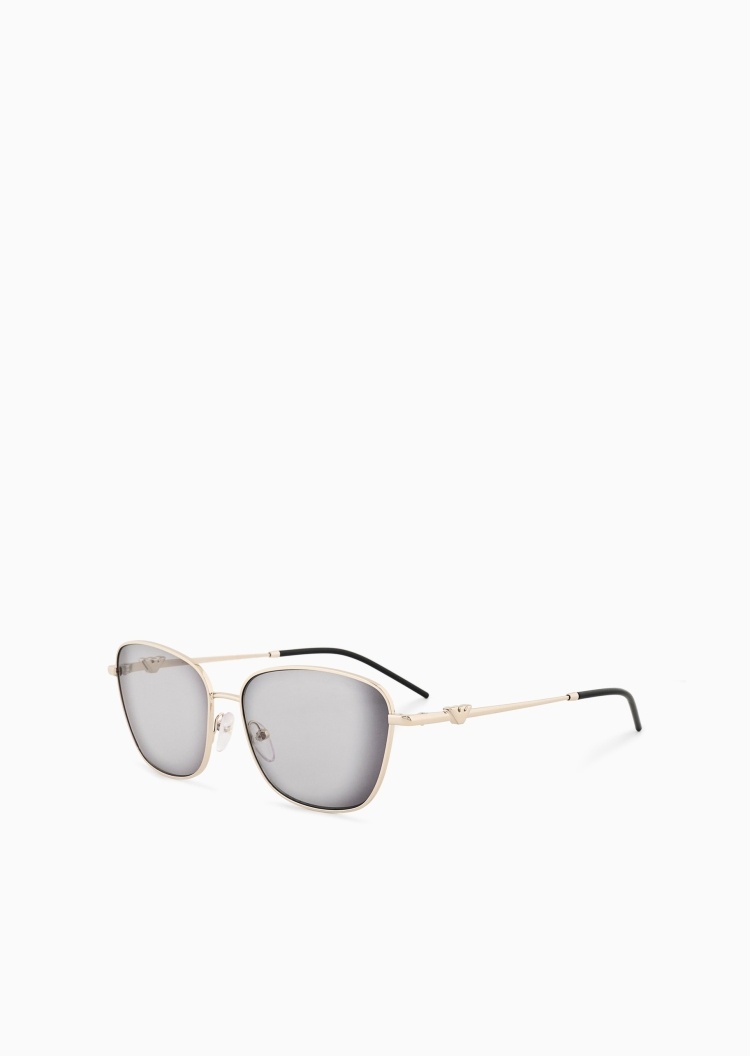 Emporio Armani 女士不规则形金属细框立体鹰标太阳眼镜