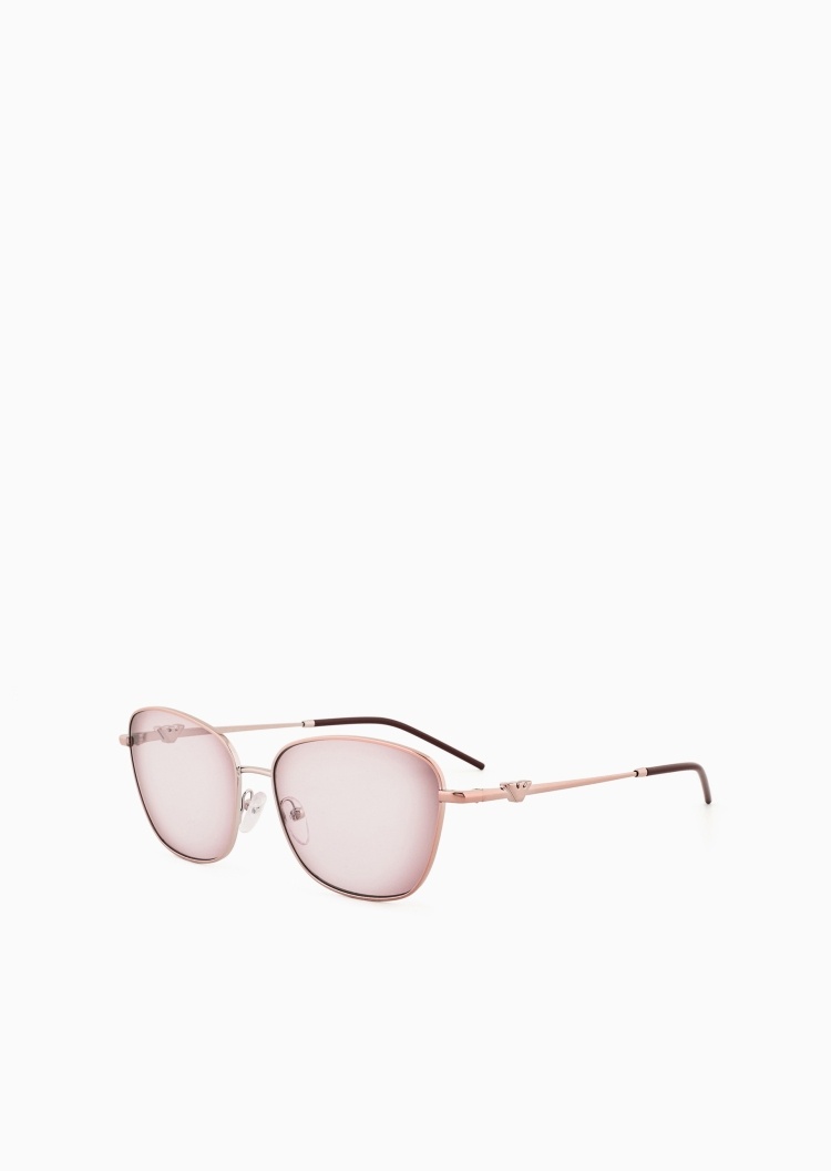 Emporio Armani 女士不规则形金属细框立体鹰标太阳眼镜