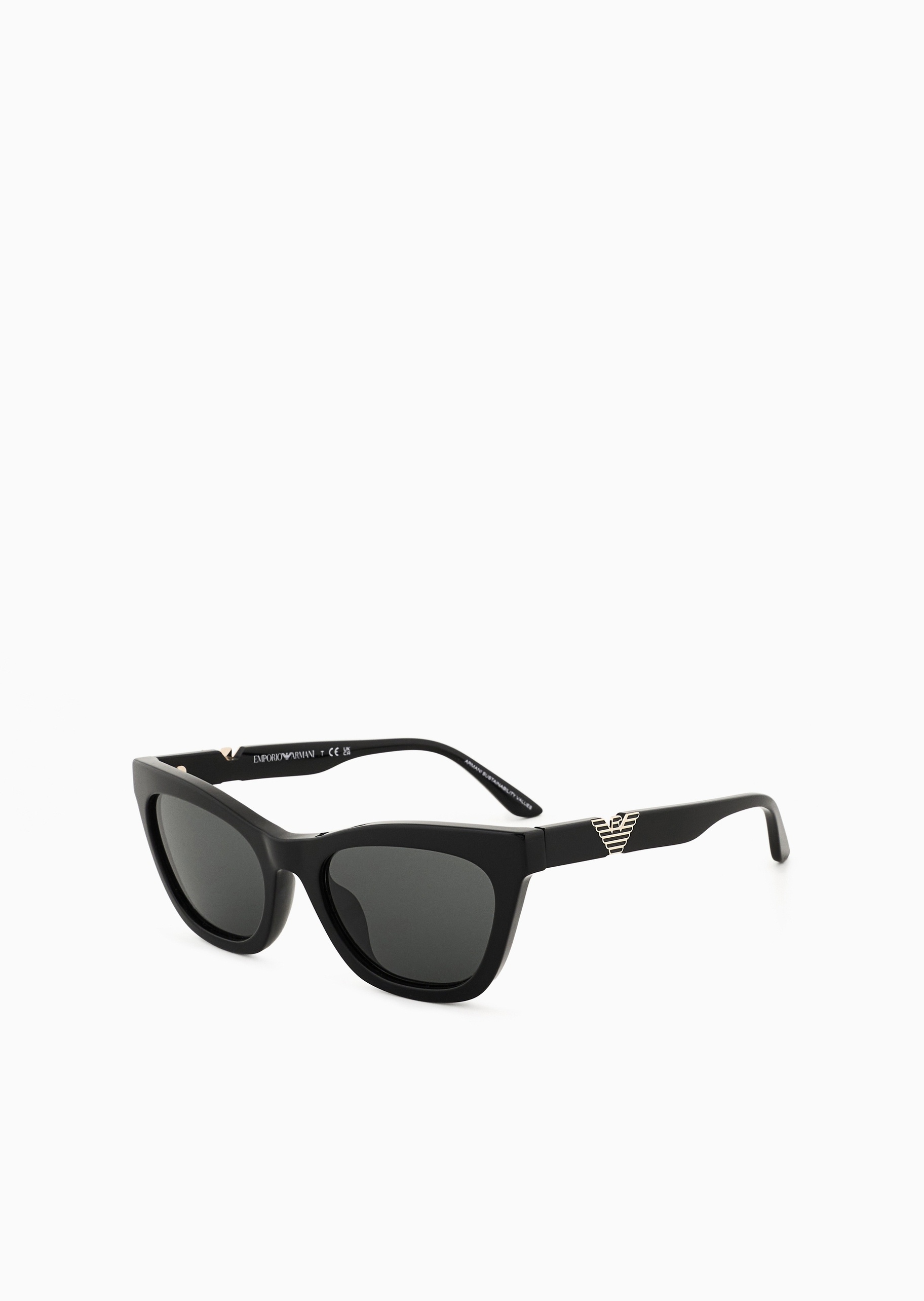 Emporio Armani 女士猫眼形粗框撞色鹰标复古太阳眼镜