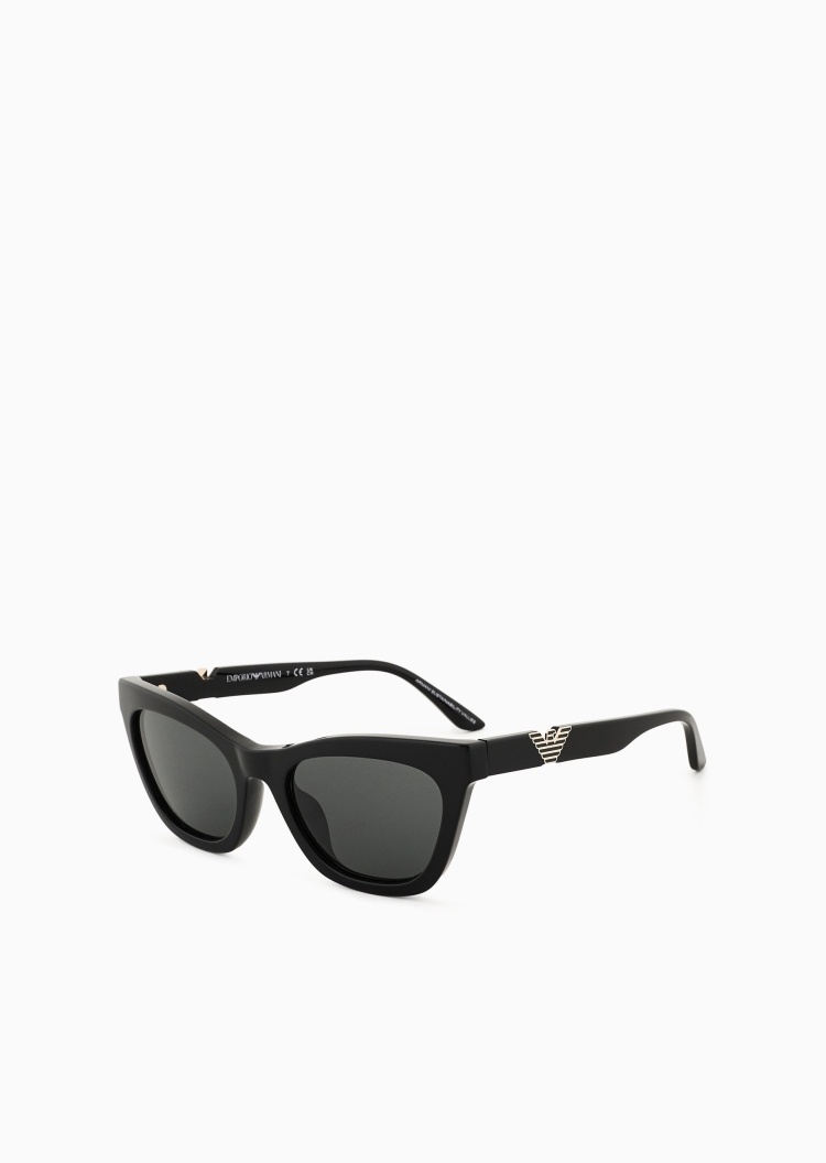 Emporio Armani 女士猫眼形粗框撞色鹰标复古太阳眼镜