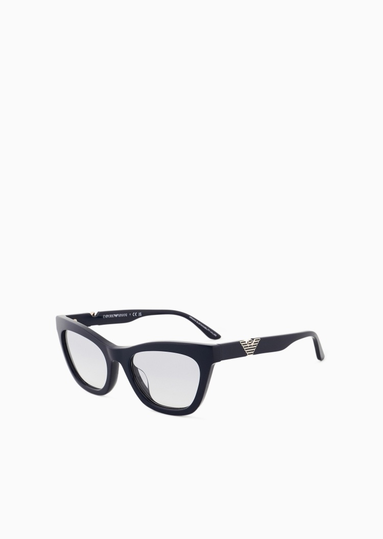 Emporio Armani 女士猫眼形粗框撞色鹰标复古太阳眼镜
