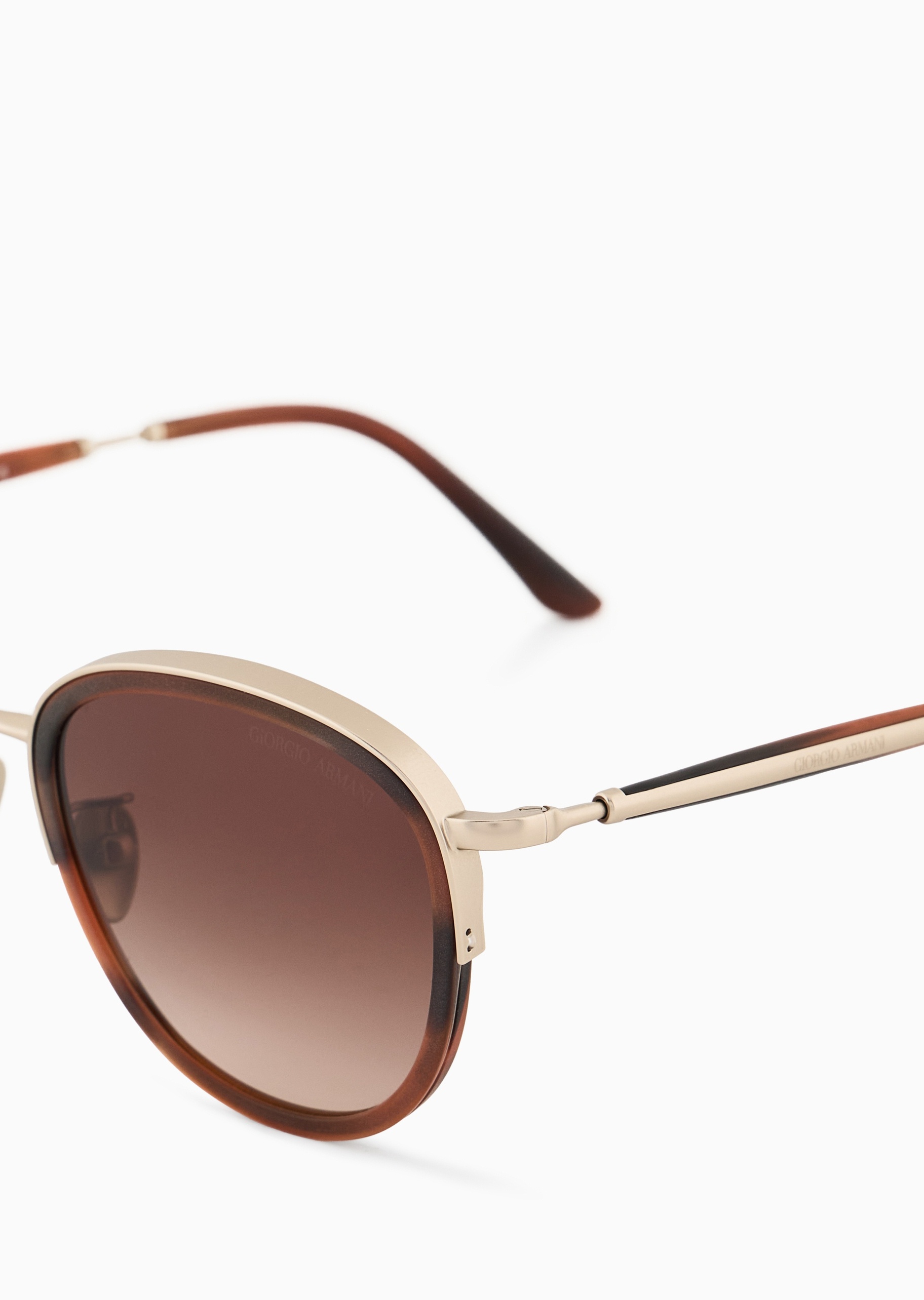 Giorgio Armani 男士圆形拼接镜腿复古潮流太阳眼镜