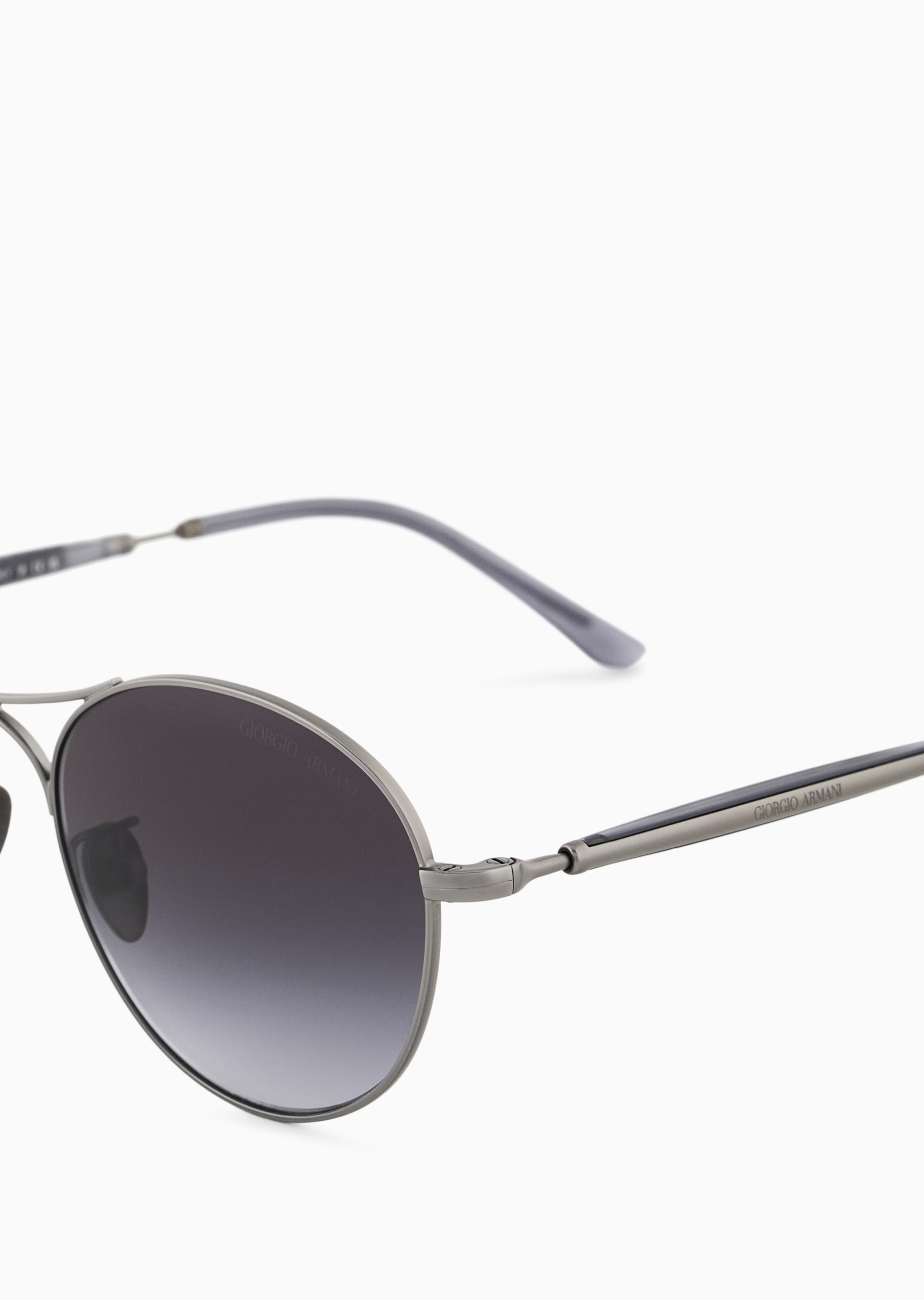 Giorgio Armani 男士圆形金属细框拼接镜腿太阳眼镜