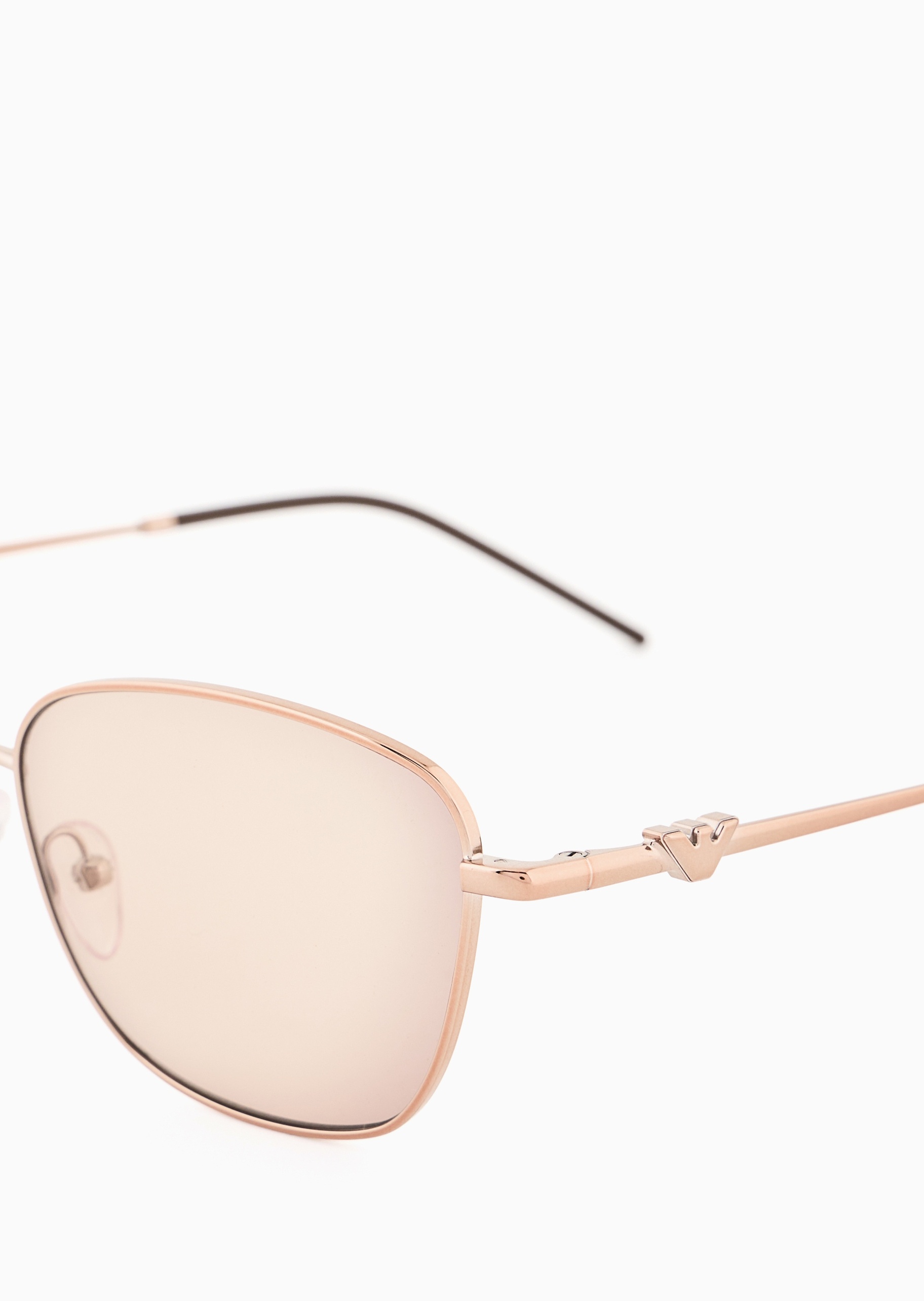 Emporio Armani 女士不规则形金属细框立体鹰标太阳眼镜