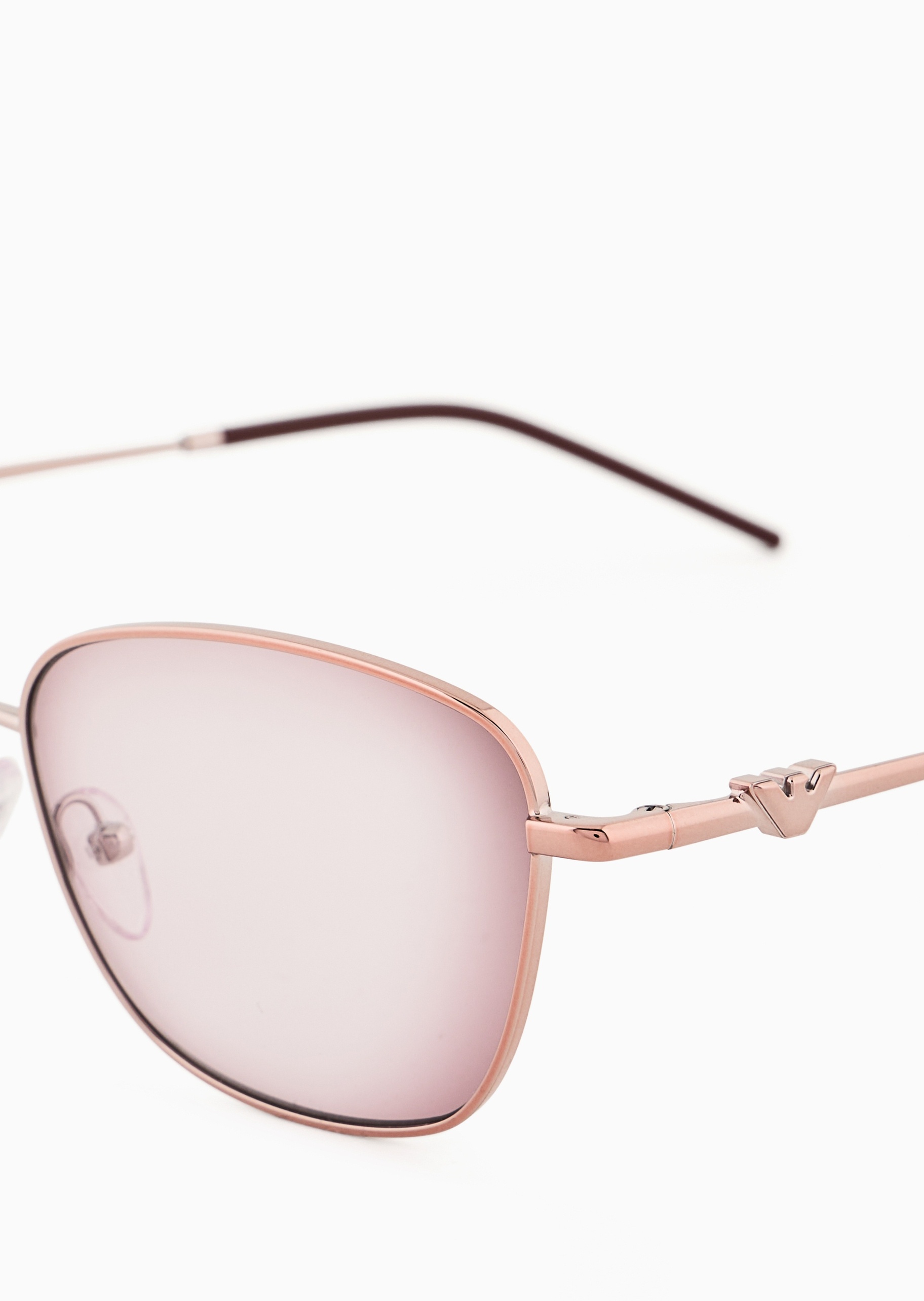 Emporio Armani 女士不规则形金属细框立体鹰标太阳眼镜