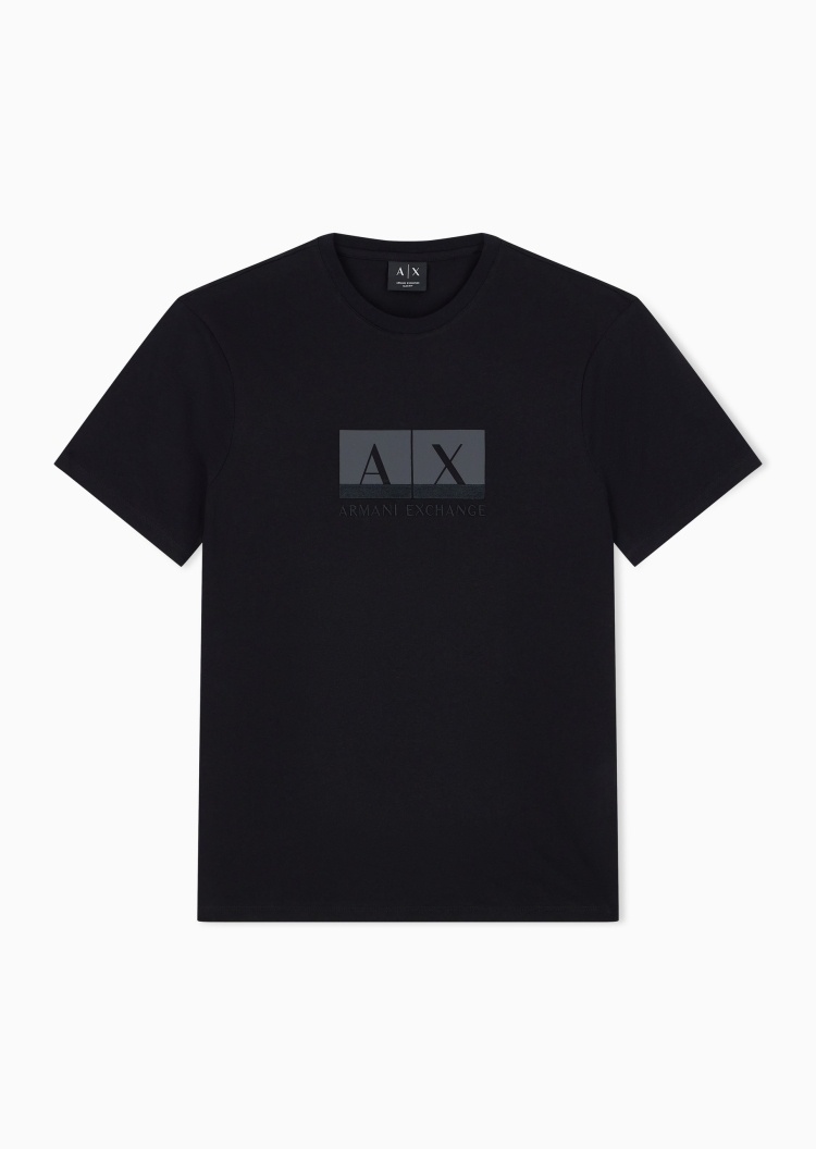 ARMANI EXCHANGE 男士纯棉合身短袖圆领正肩印花刺绣T恤